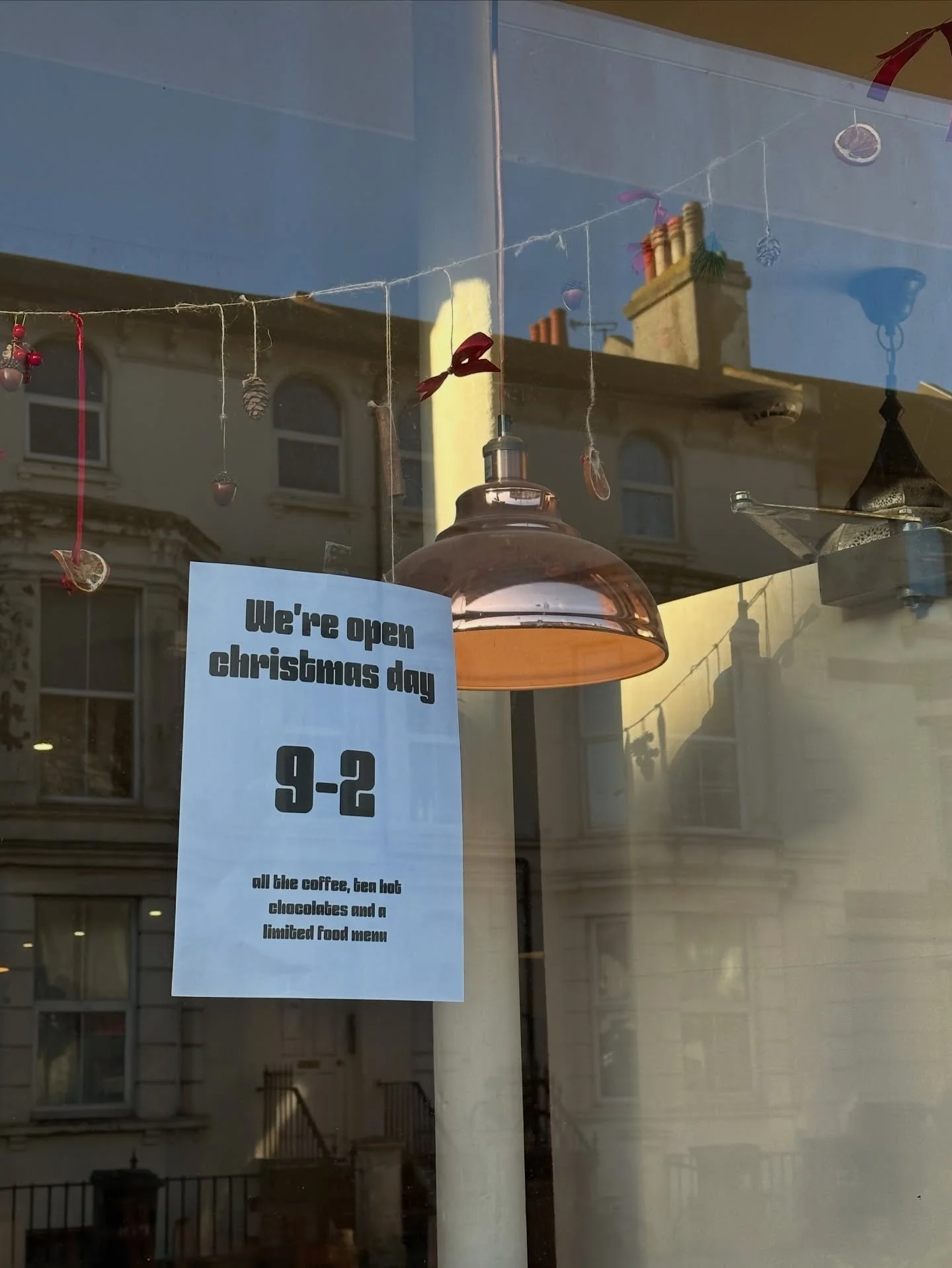 A little update from us to those who need a coffee for a morning walk or because you&rsquo;d like a friendly face on christmas or because you don&rsquo;t celebrate it. 

My dad and sisters have last minute decided to open the cafe for a few hours for