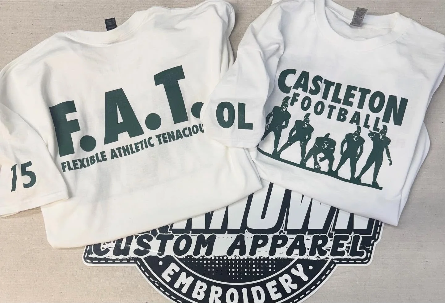 Tees for the offensive linemen at Castleton Football 🏈