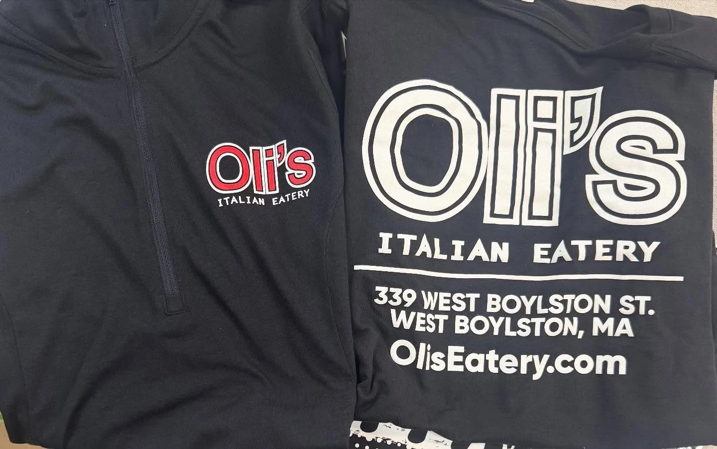 Tees and 1/4 zips for @olis.italian.eatery 🍝