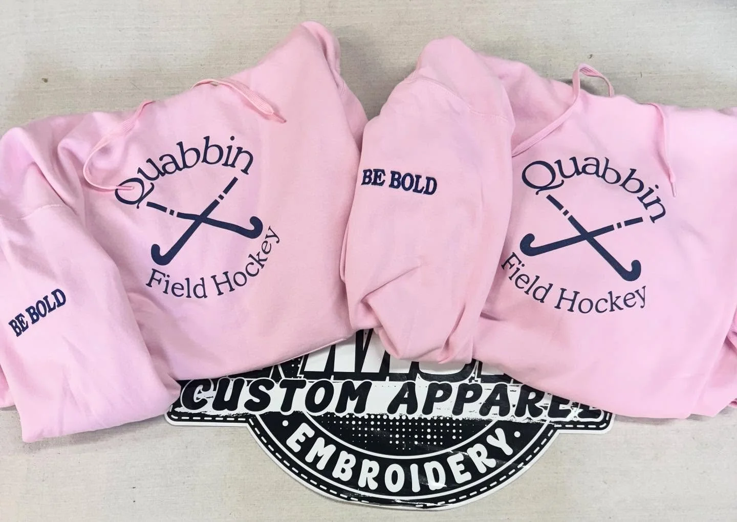 Pink hoodies for Quabbin Field Hockey 🏑 #bebold