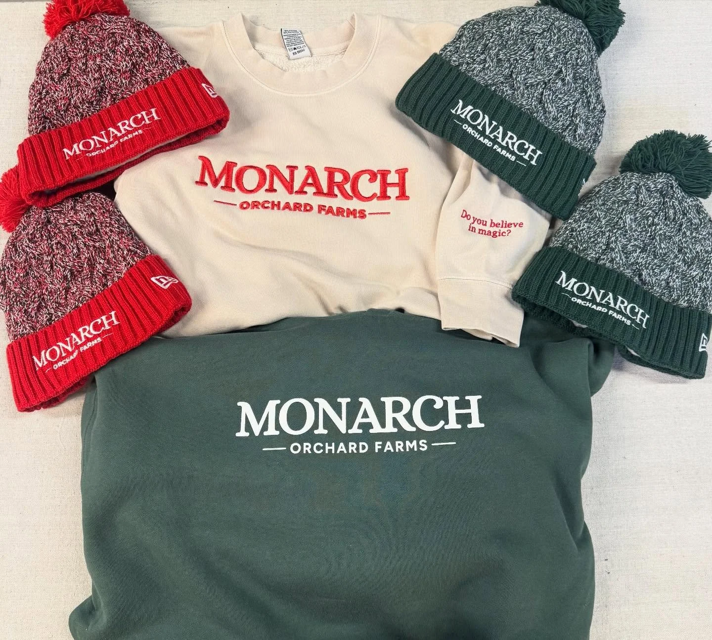 Pom hats, hoodies and embroidered crewnecks for our friends at @monarch.orchards
