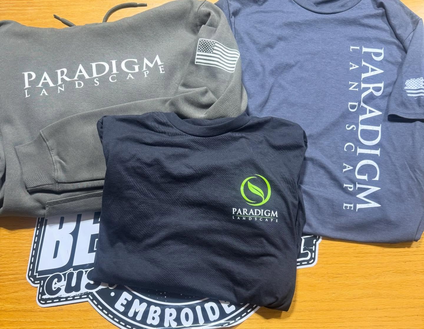 Tees and hoodies for @paradigmlandscapeinc