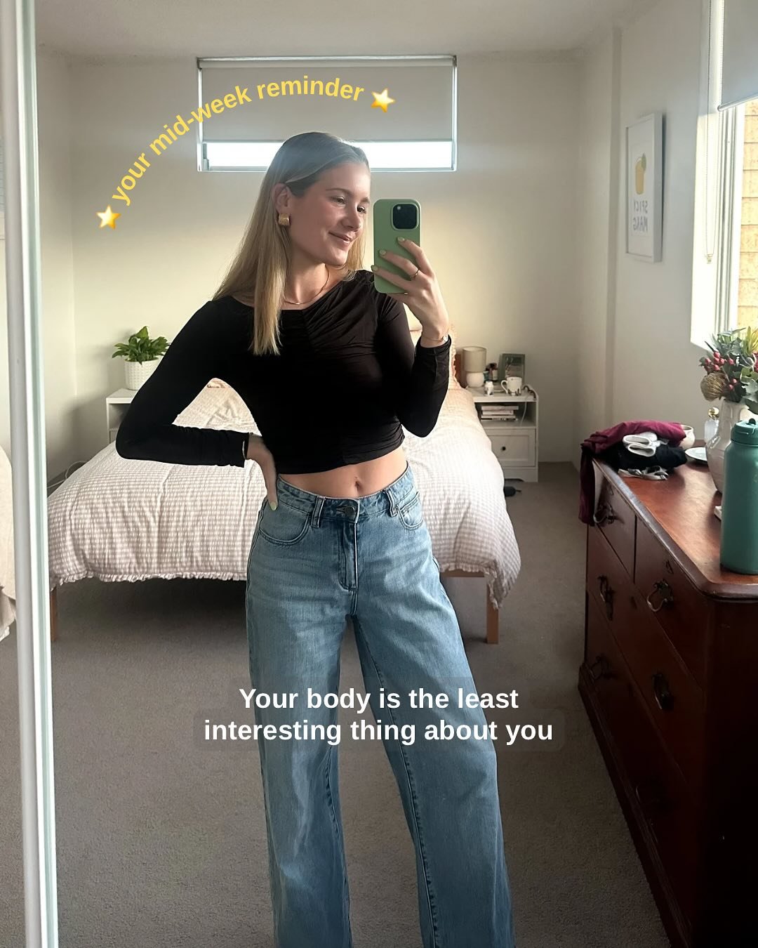 As women especially, we spend so much of our day worrying about our bodies or how we look 

Imagine if even half of that energy went into just living our lives, MY GOD we&rsquo;d be so much happier and fulfilled 🤠

Your body&rsquo;s just there to he
