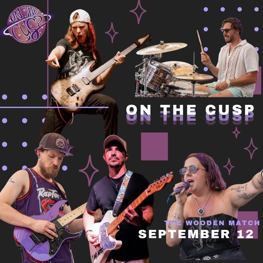 Mark your calendars! 

In 2.5 weeks we&rsquo;ll be back at @thewoodenmatchlv 7-10pm. 💜🎶🤘🏼🪩

#onthecuspband #lehighvalley #livemusic #bandlife