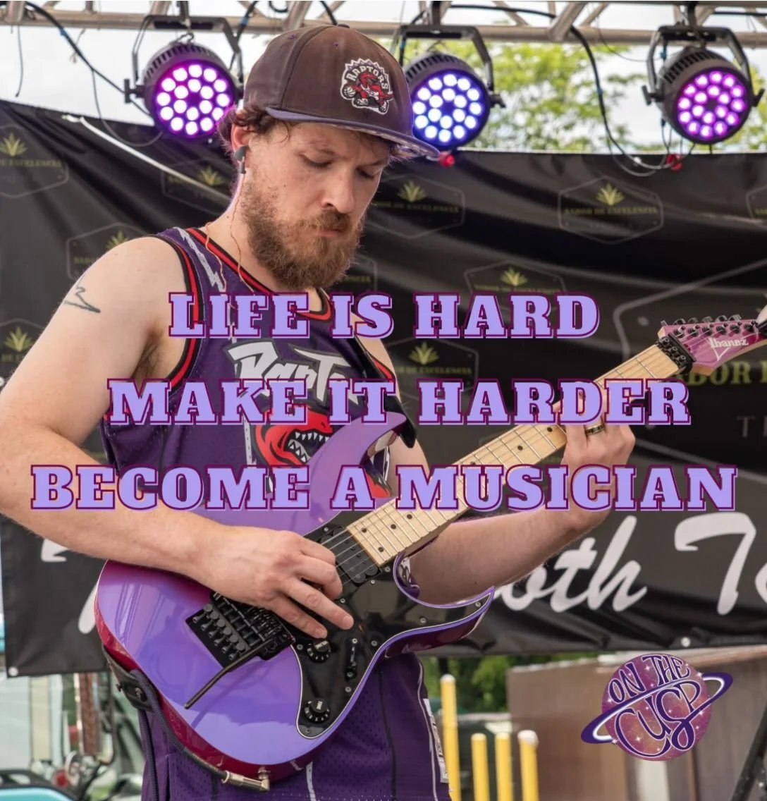 Why not? 🤣💜🎶

📸 @patrickshively 
#onthecuspband #musician #bandlife #lifeishard #livemusic