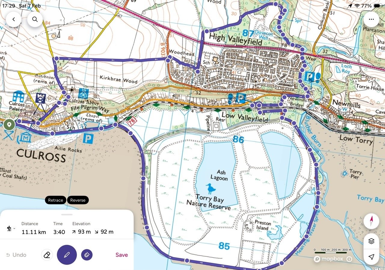 Map of the Culross to Valleufield Circular walk