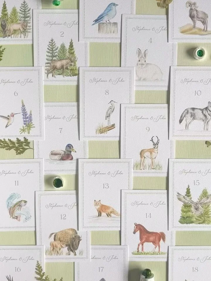 A wild Friday night, for us! 🦆

Watercolor wildlife, that is. I can&rsquo;t stop thinking about these table numbers I painted for a Jackson Hole wedding! Honestly, which one is your favorite? Because I really love them all. The mallard is speaking t