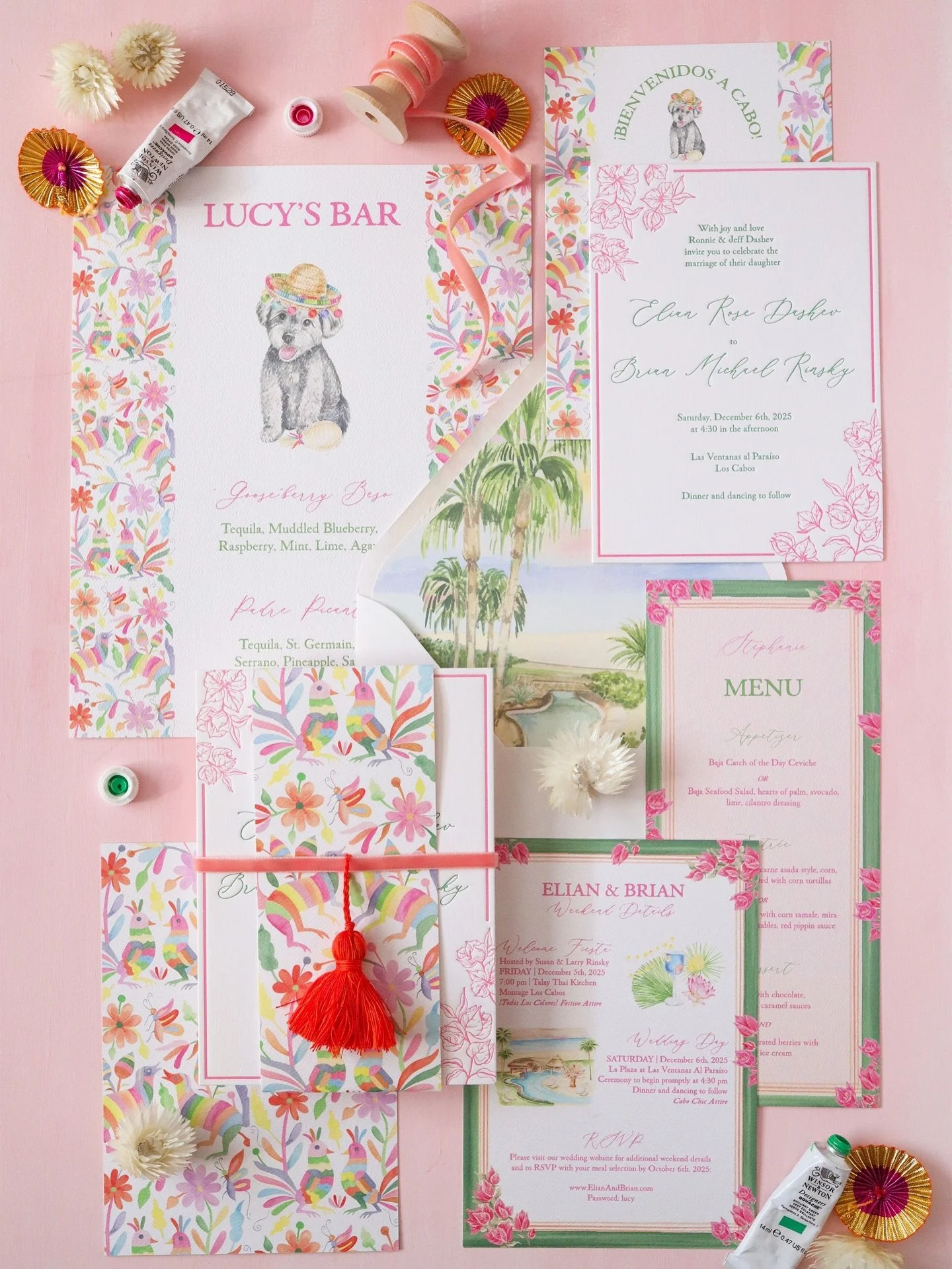 The San Miguel upscale semi-custom wedding suite is colorful, whimsical and a perfect representation of a classic San Miguel wedding. Which is why this is by far our most requested and reimagined suite to date!

With artistry in every brushstroke, ou