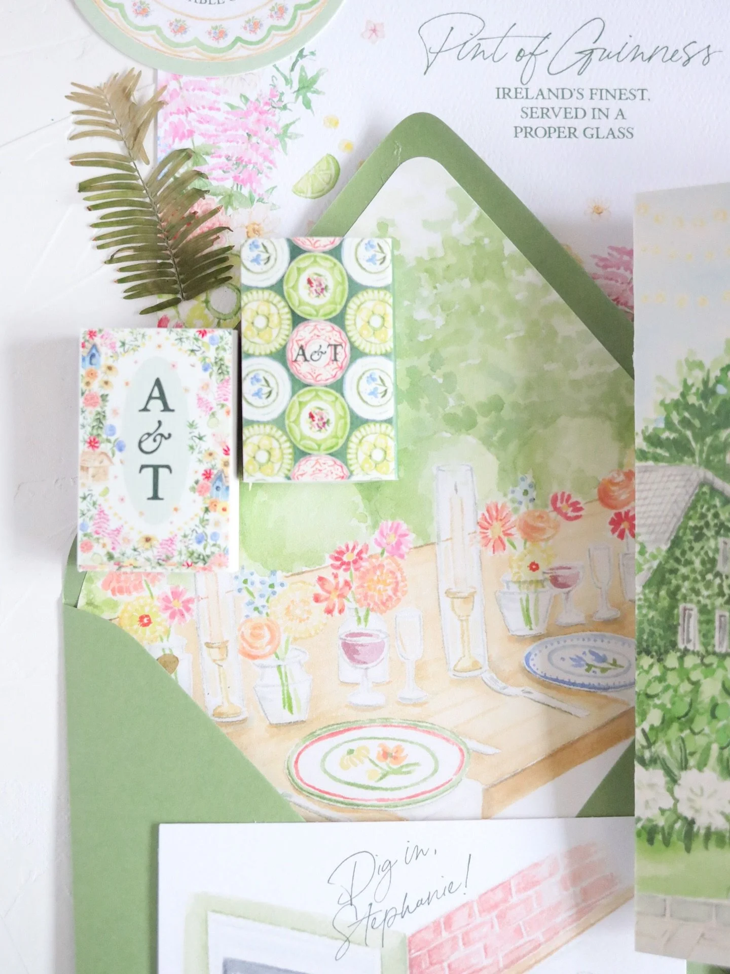 Couples often ask me how to create &lsquo;the feeling&rsquo; they want for their celebration. My answer: zoom in on details like personalized matchbooks to add unexpected character to your wedding. Watercolor artwork, painted specially for you, speak