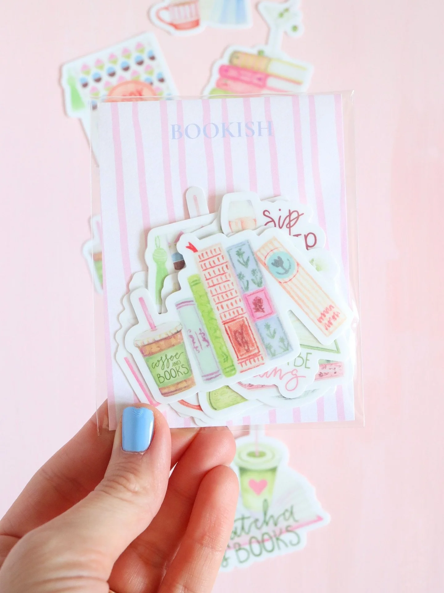 Whimsical homebodies, this is for us 🧵

Introducing our new sticker packs: Books, Hobbies, Sweets, and Cocktails! All vinyl stickers are hand painted by me then scanned and printed for your decorating and gifting pleasure. Swipe to see how the magic