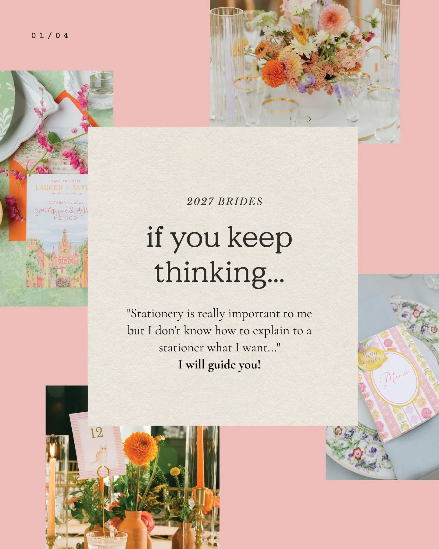If you&rsquo;re planning your 2027 wedding, I&rsquo;m here to hold your hand. 

No, you don&rsquo;t need to come to me with an idea - we&rsquo;ll figure out the direction together! All I need from you is your story-how you met, what your favorite wee