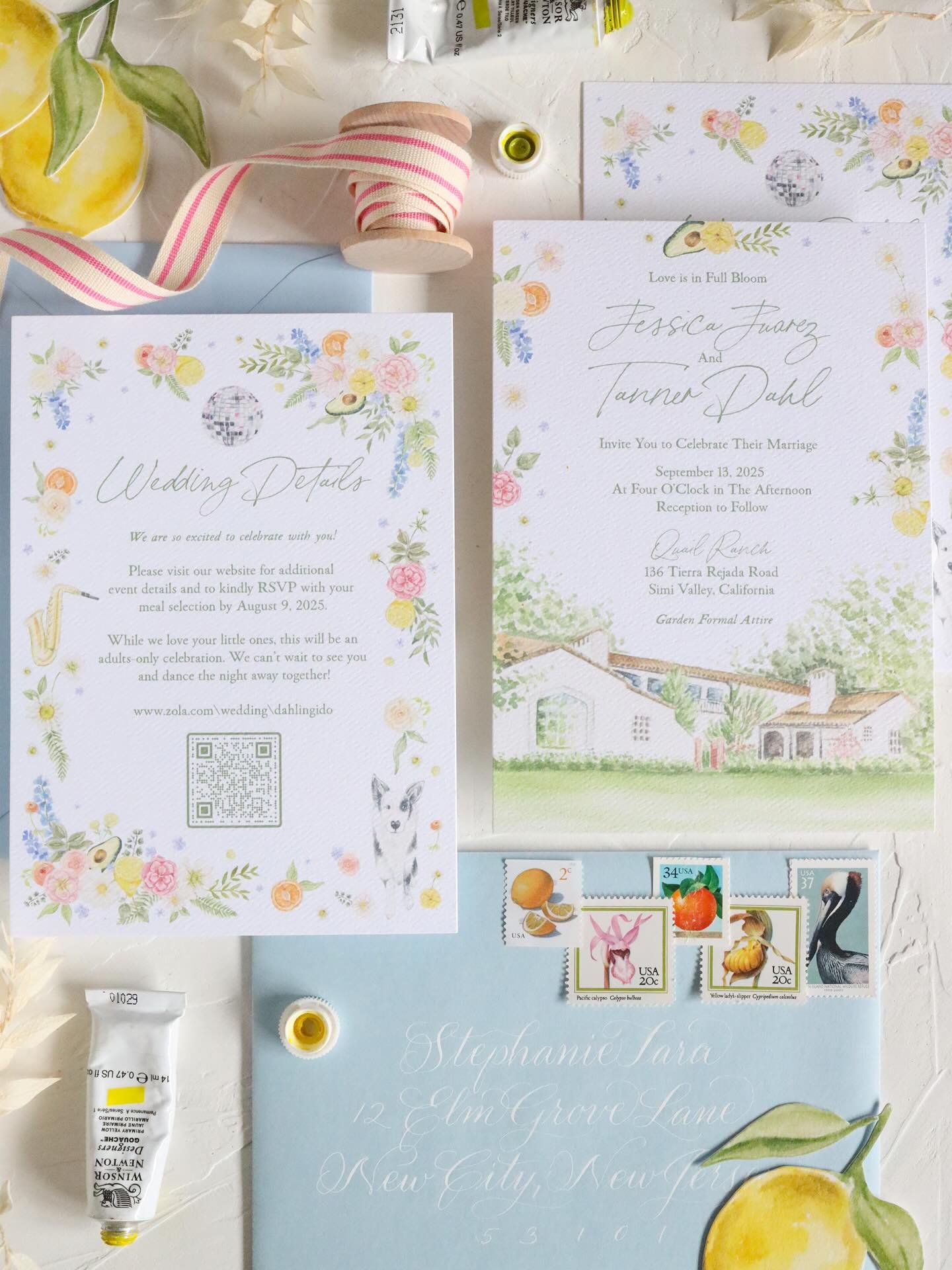 Brides, you love flowers and you love your venue. Let&rsquo;s weave the two together for your wedding invitations with our semi-custom Wildflower suite. 

Link in bio to inquire!

#weddingstationerydesign #customweddinginvitations #2027bride #brideto