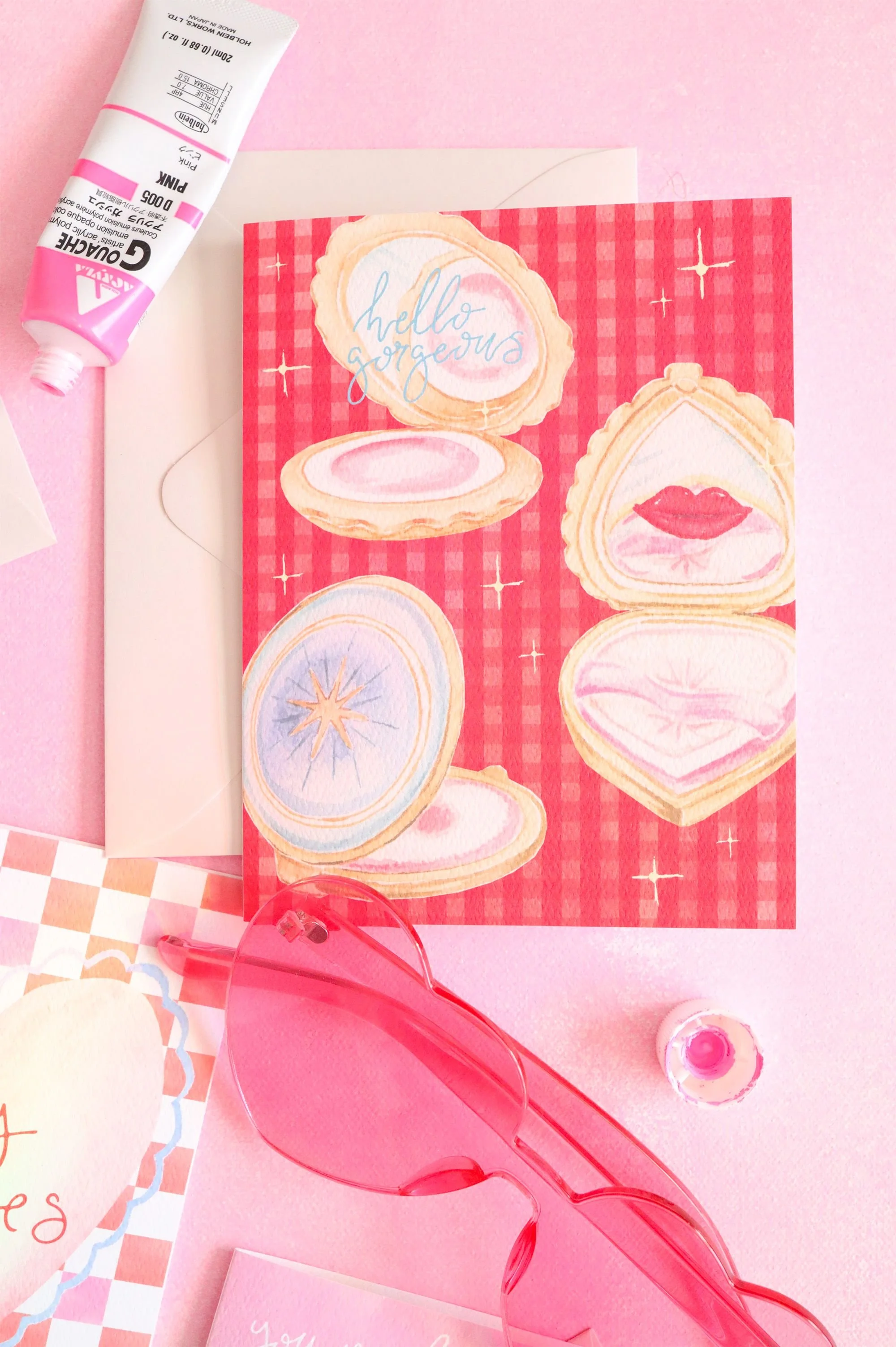 whimsical compact mirror valentine's day love card