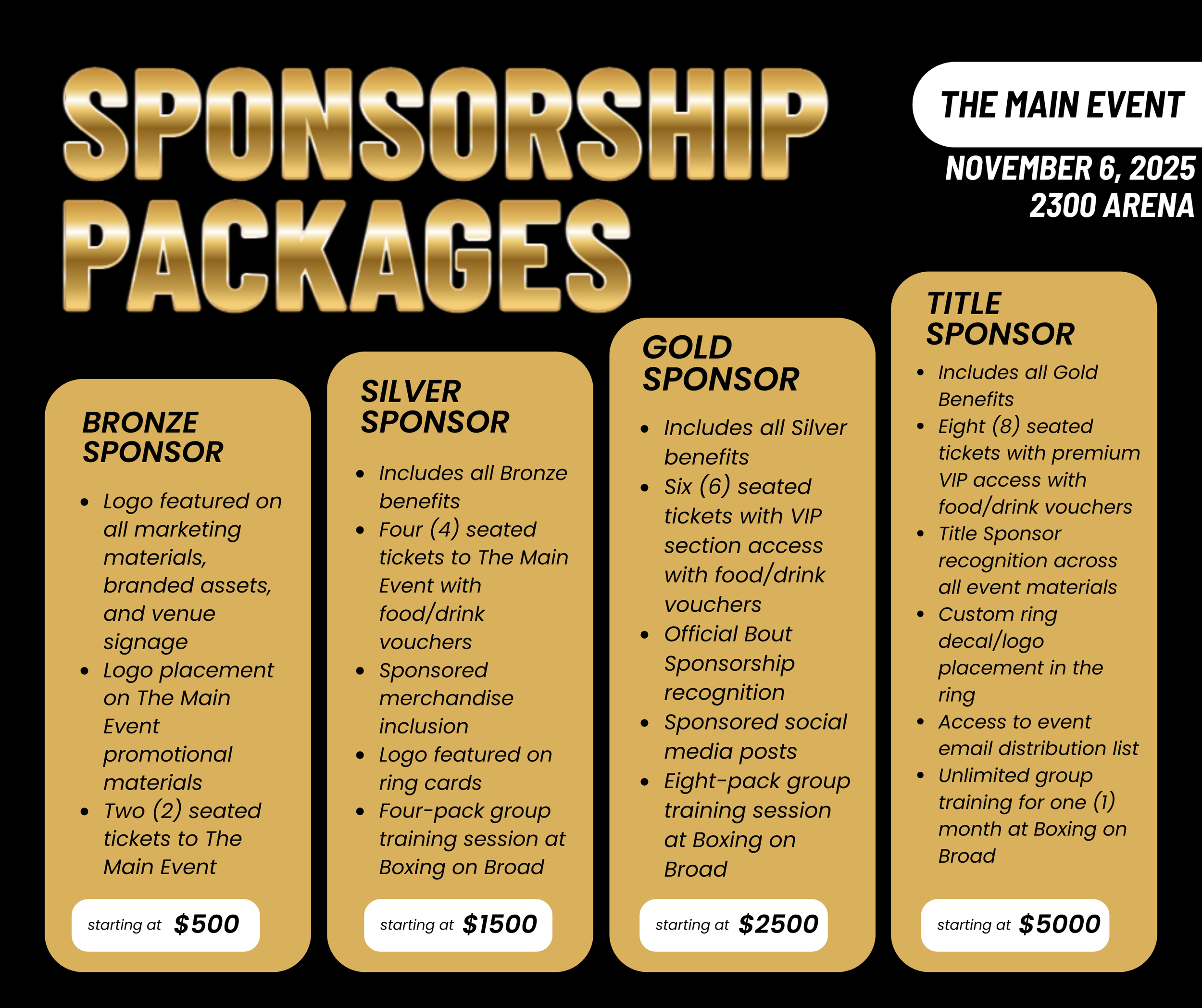 The Main Event Sponsorships — Boxing on Broad