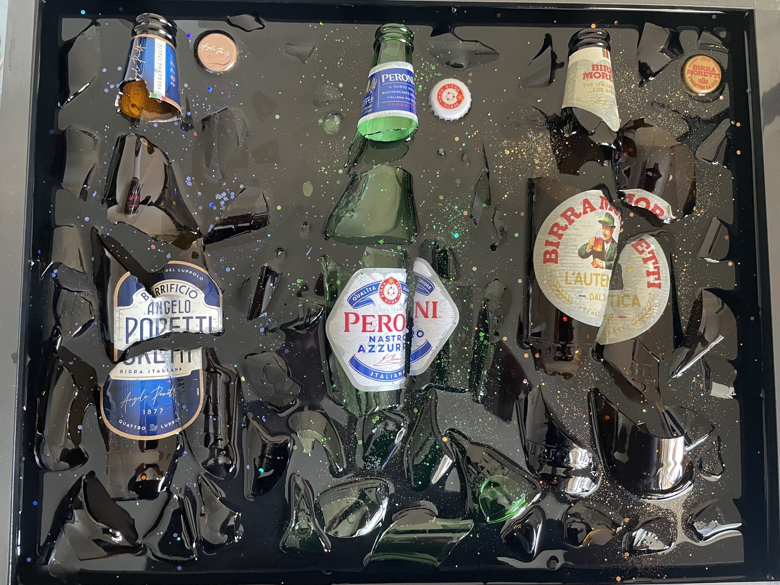 Italian Job beer bottle art