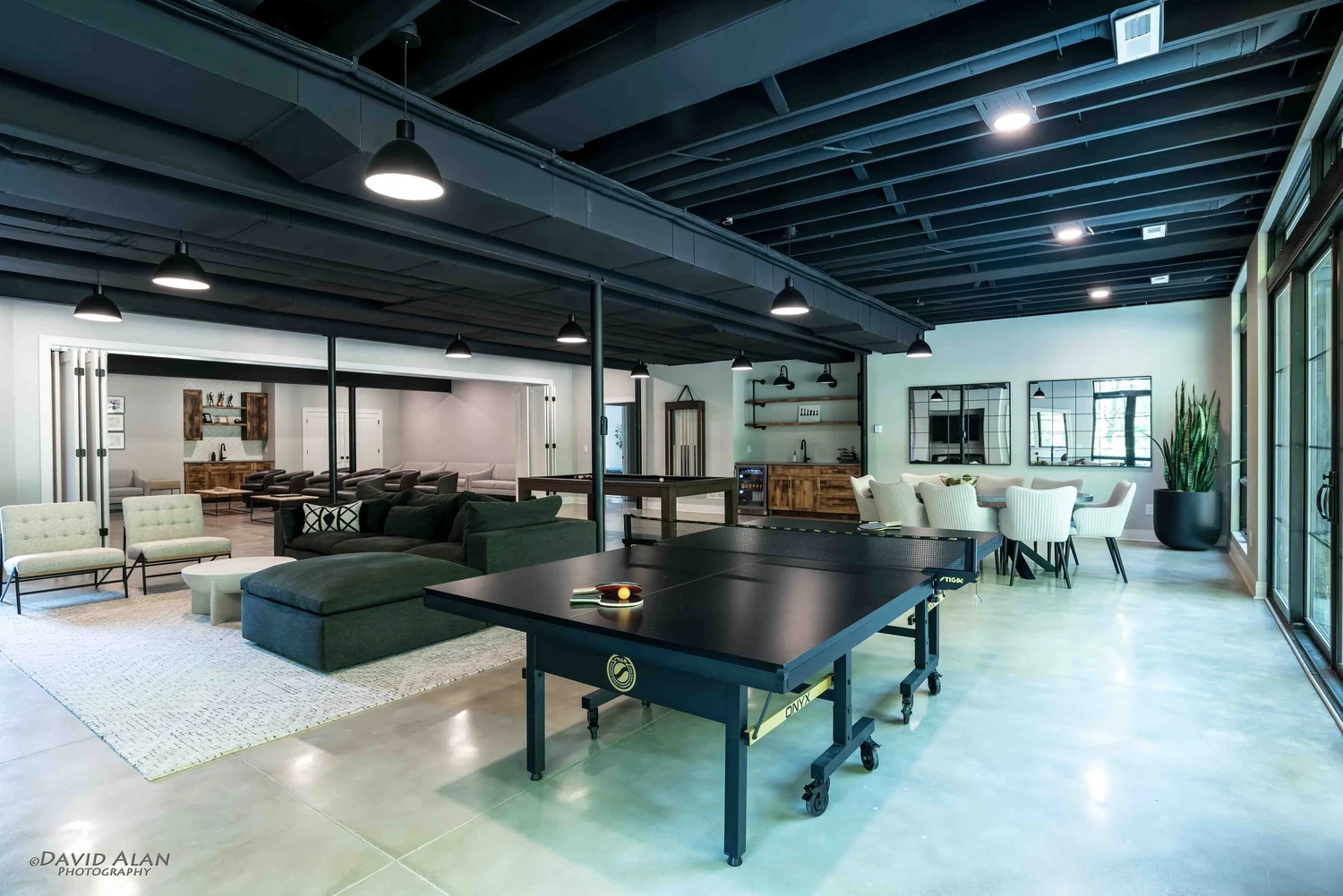 Lower-level entertainment space