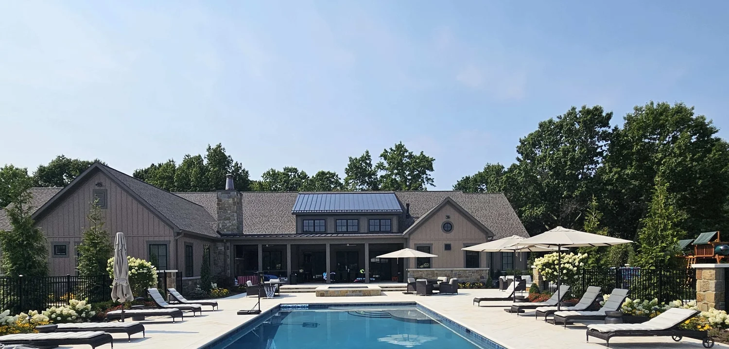 The rear of the house with pool