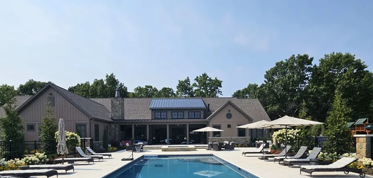 The rear of the house with pool