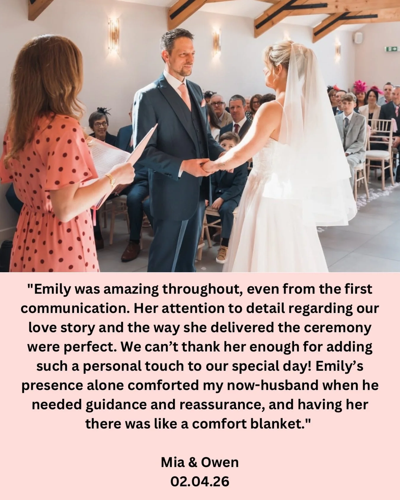 | Surrey Wedding Celebrant |

💕 Review 💕

Heartwarming warming words from the lovely Mia and Owen, who I married in April @discovergellifawr 🥰🥰 

📸 @browneanddixon 
&bull;
&bull;
&bull;
#celebrantled #celebrants #celebrantledceremony #celebrantl