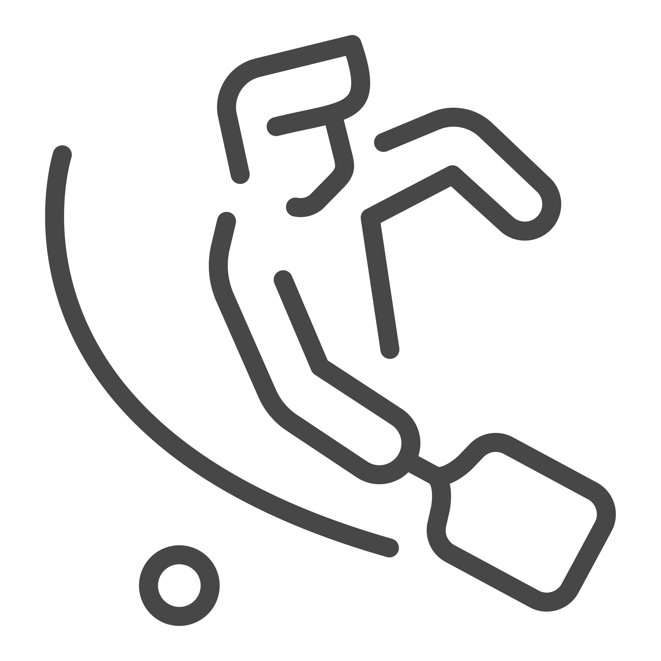 Outline of a person swinging a pickleball paddle to hit a ball.