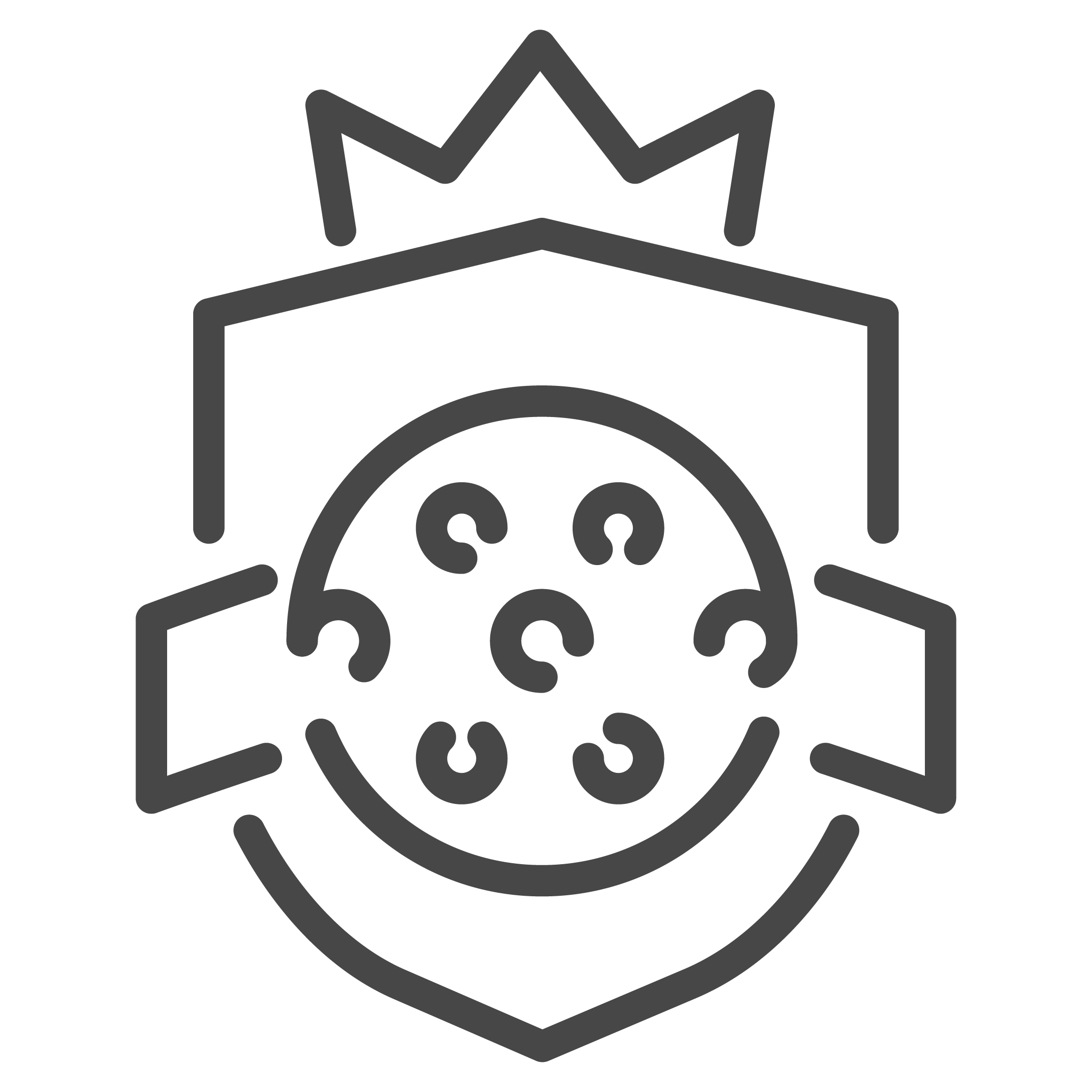 Outline of a pickleball on a shield with a crown on top, representing a pickleball league.