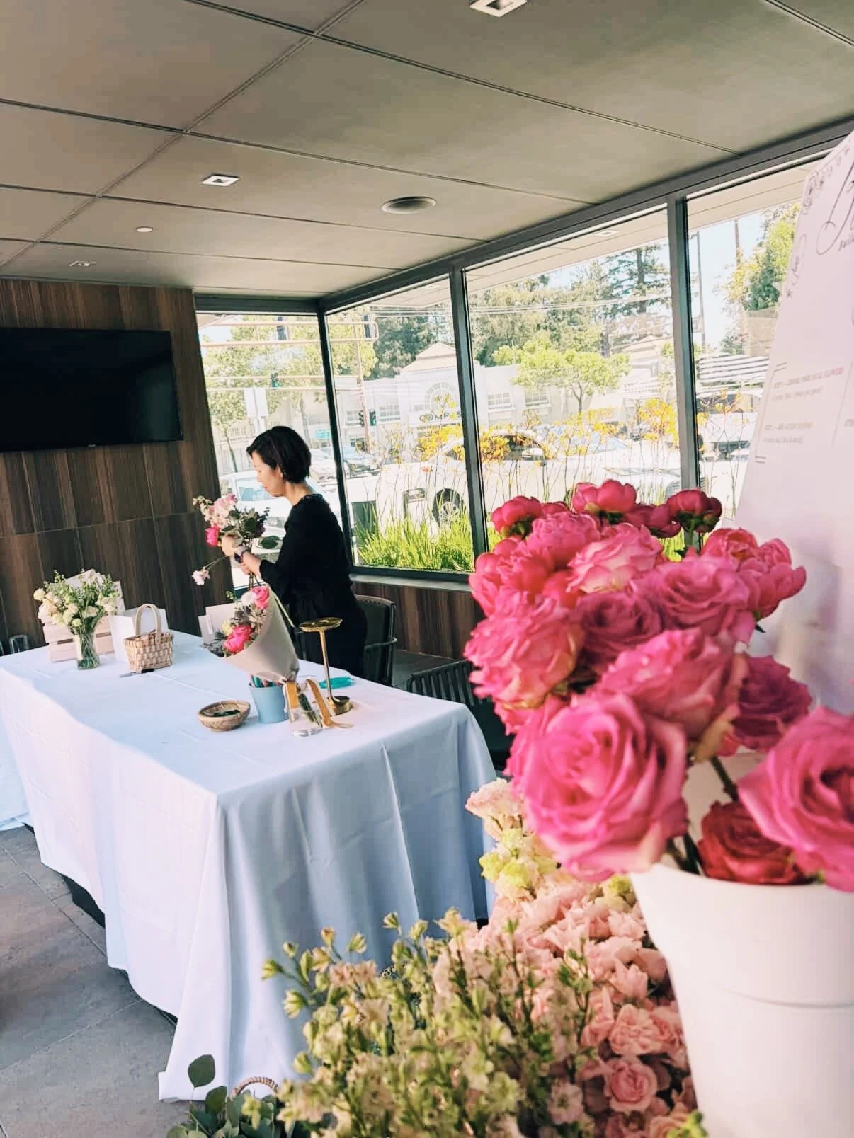 Floral styling and bloom bar setup for luxury Bay Area event