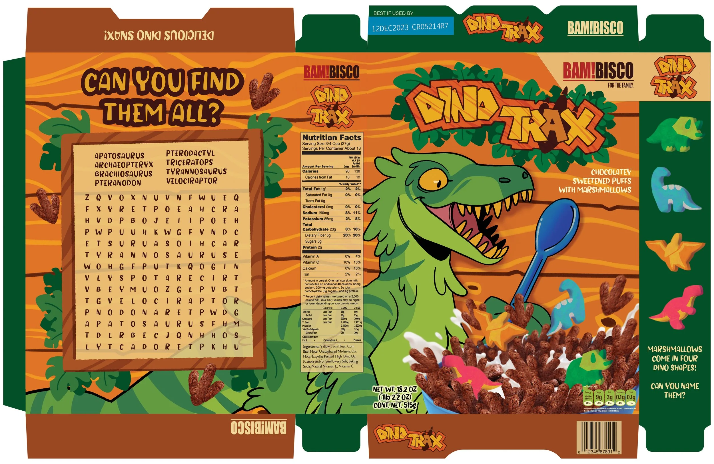 DINO TRAX Cereal Box Concept