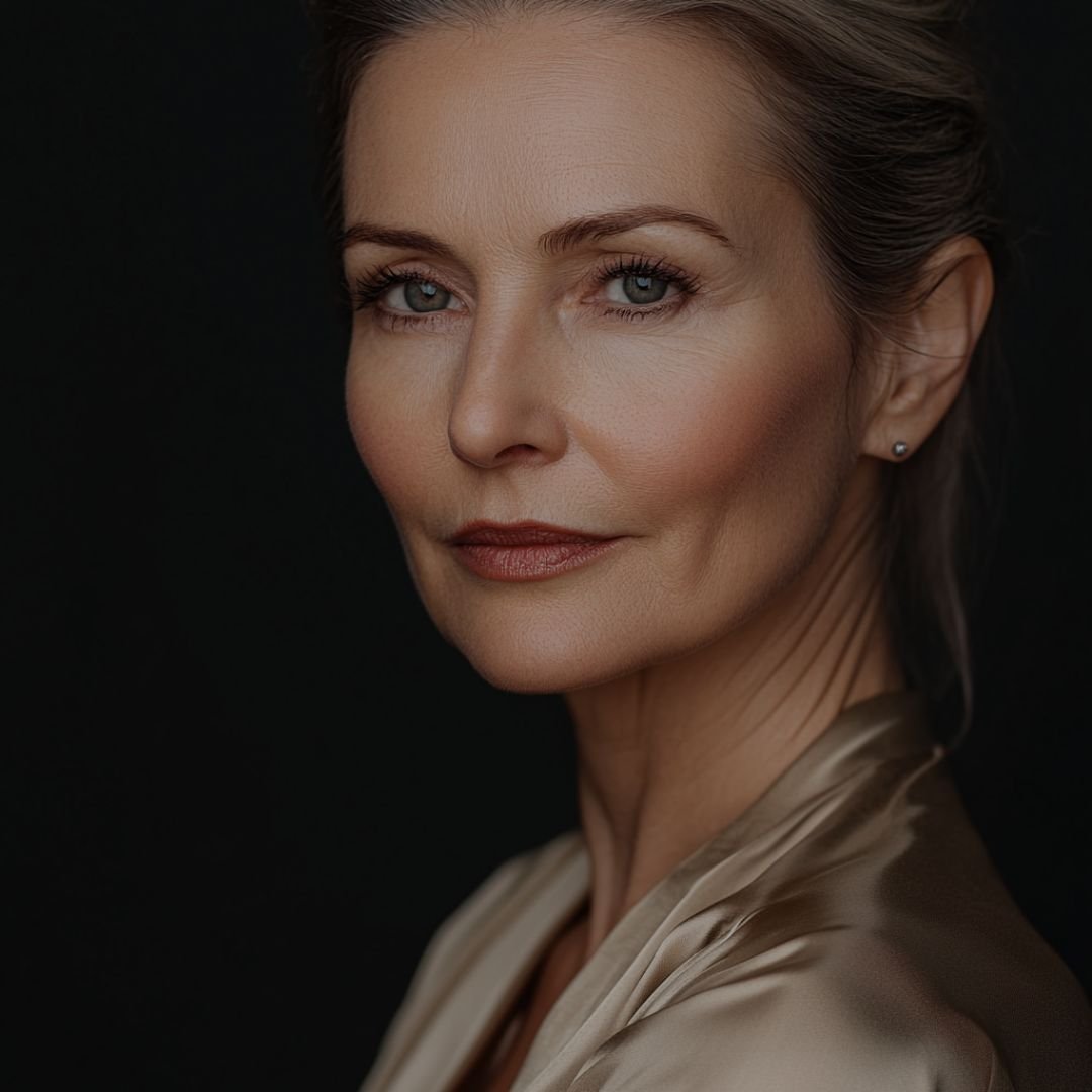 A portrait of a person with smooth, refined skin and sculpted facial contours, representing the lifted, tightened results achievable with The Lab Co Toronto’s non-surgical facelift using Forma RF technology.