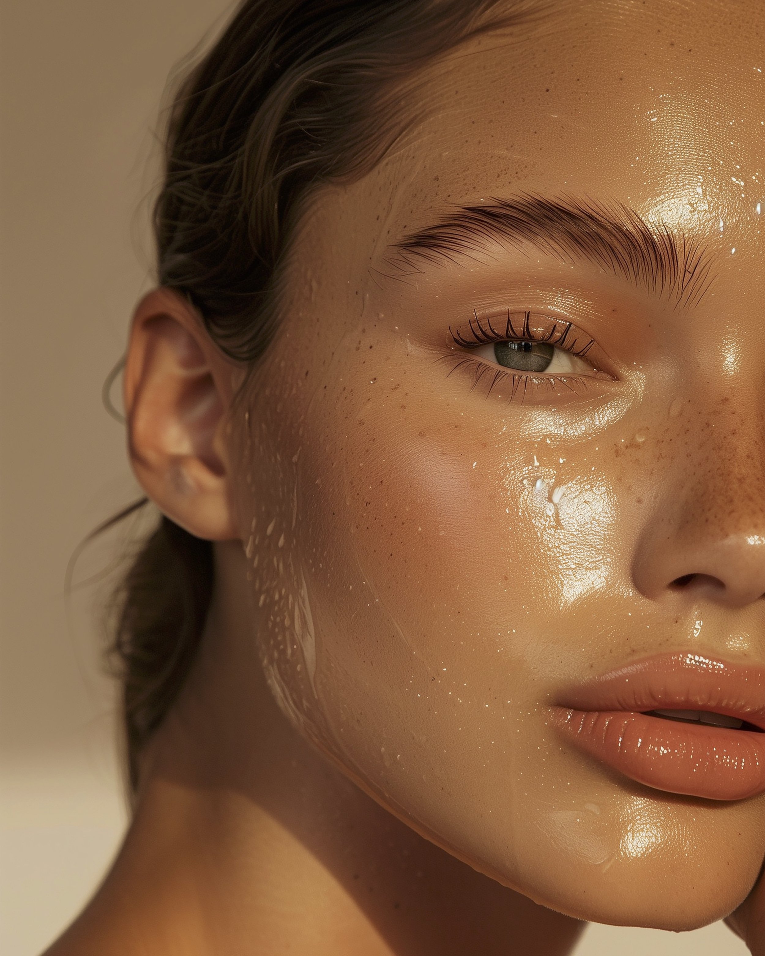 close up of a woman with dewy, highlighted, clear skin, representative of The Lab Skin Science's affordable facials in Toronto.