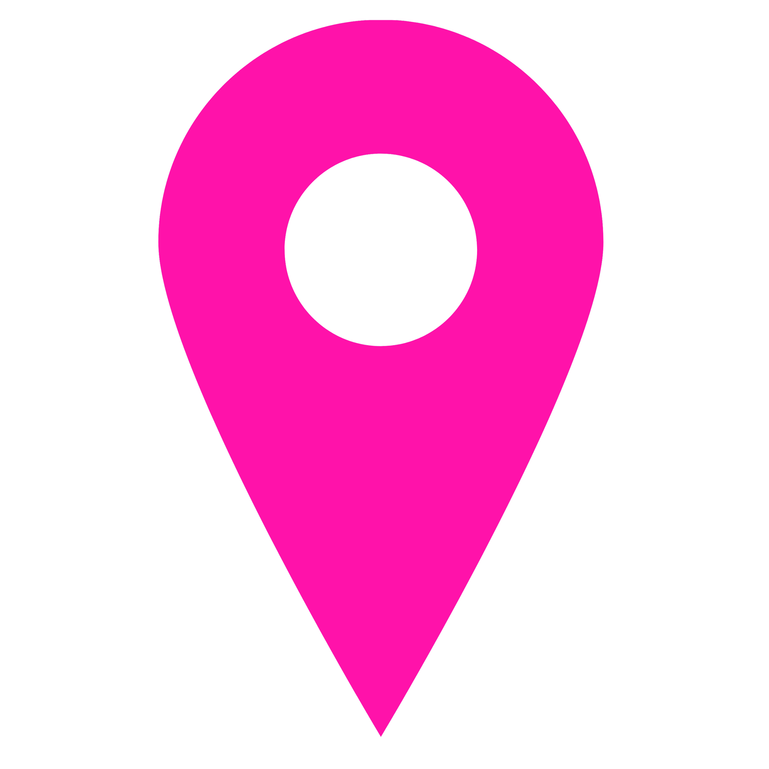 Pink map pin icon on a black background.