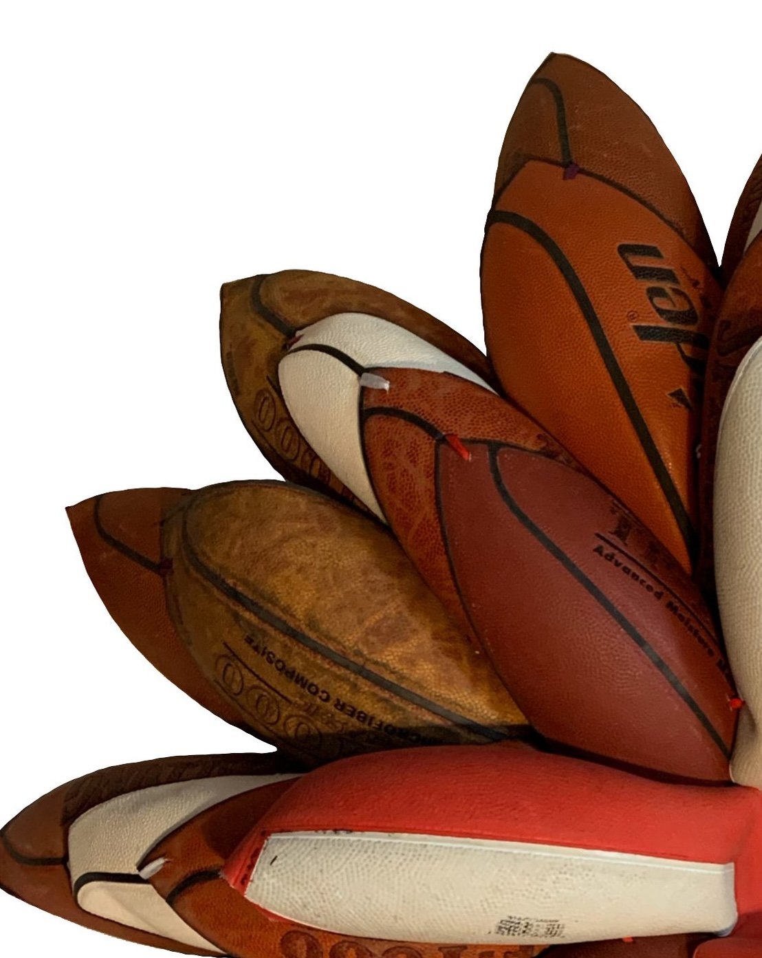 Brandon J. Donahue-Shipp- basketball bloom-40 x 40 x 8 inches / 101 x 101 x 20 cm, searched for and found basketballs, shoestrings, 2022