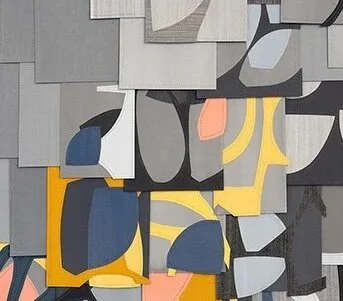 UNTITLED (PS201916) | 32 1/2 × 28 1/2 in / 82.6 × 72.4 cm, gouache collage on sewn paper, 2019