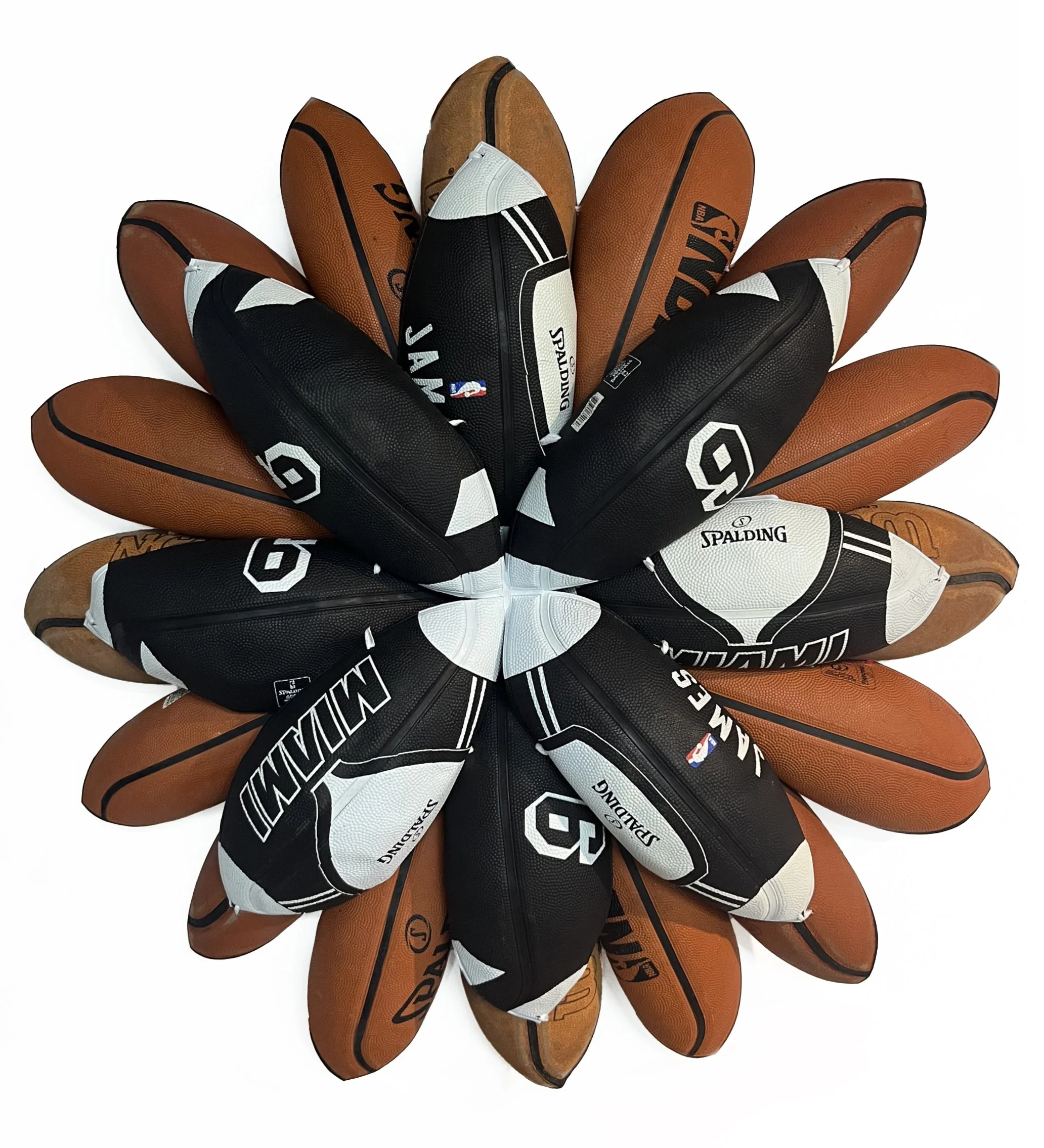 BRANDON J. DONAHUE-SHIPP-Basketball Bloom (LBJ Heat) Searched for and found basketballs, shoestrings_31x31x5-inches_2025 copy.jpg