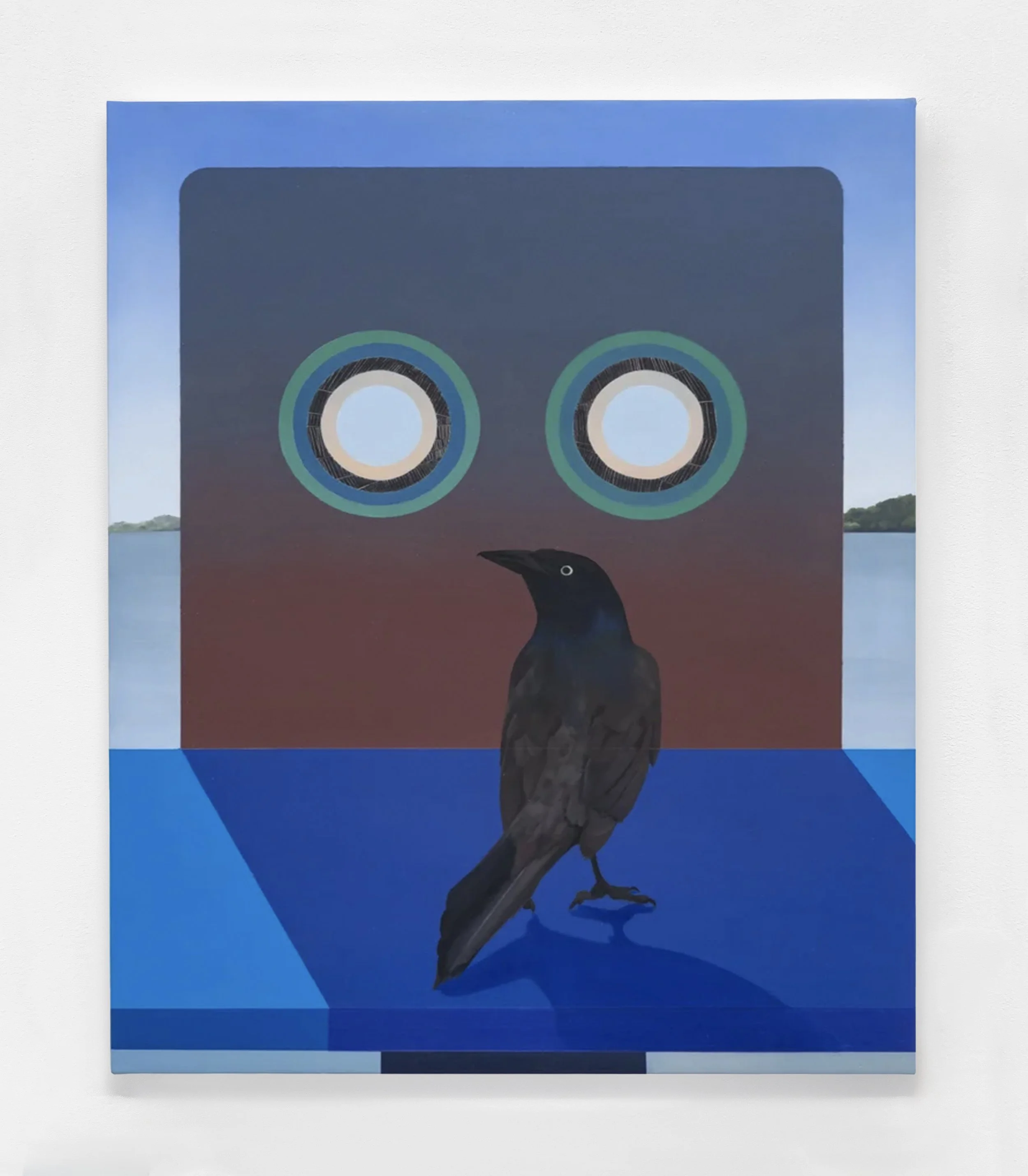 GRACKLE (RIVER VIEW) | 18 x 14 inches / 45.7 x 35.6 cm, oil and wax on linen, 2024