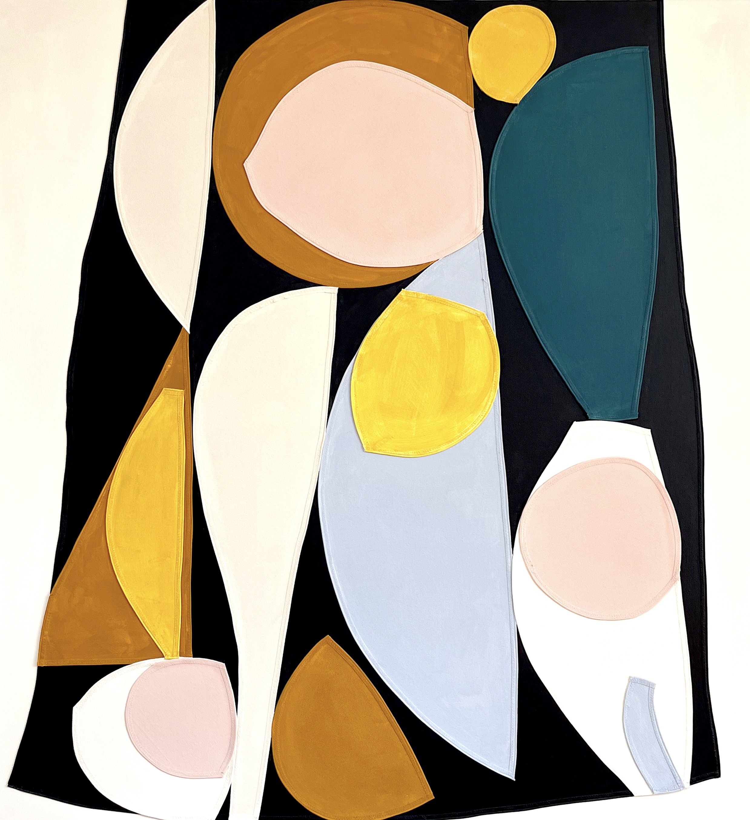 Raymond Saa Untitled AC202205 - 66 x 60 acrylic on collaged canvas, 2022