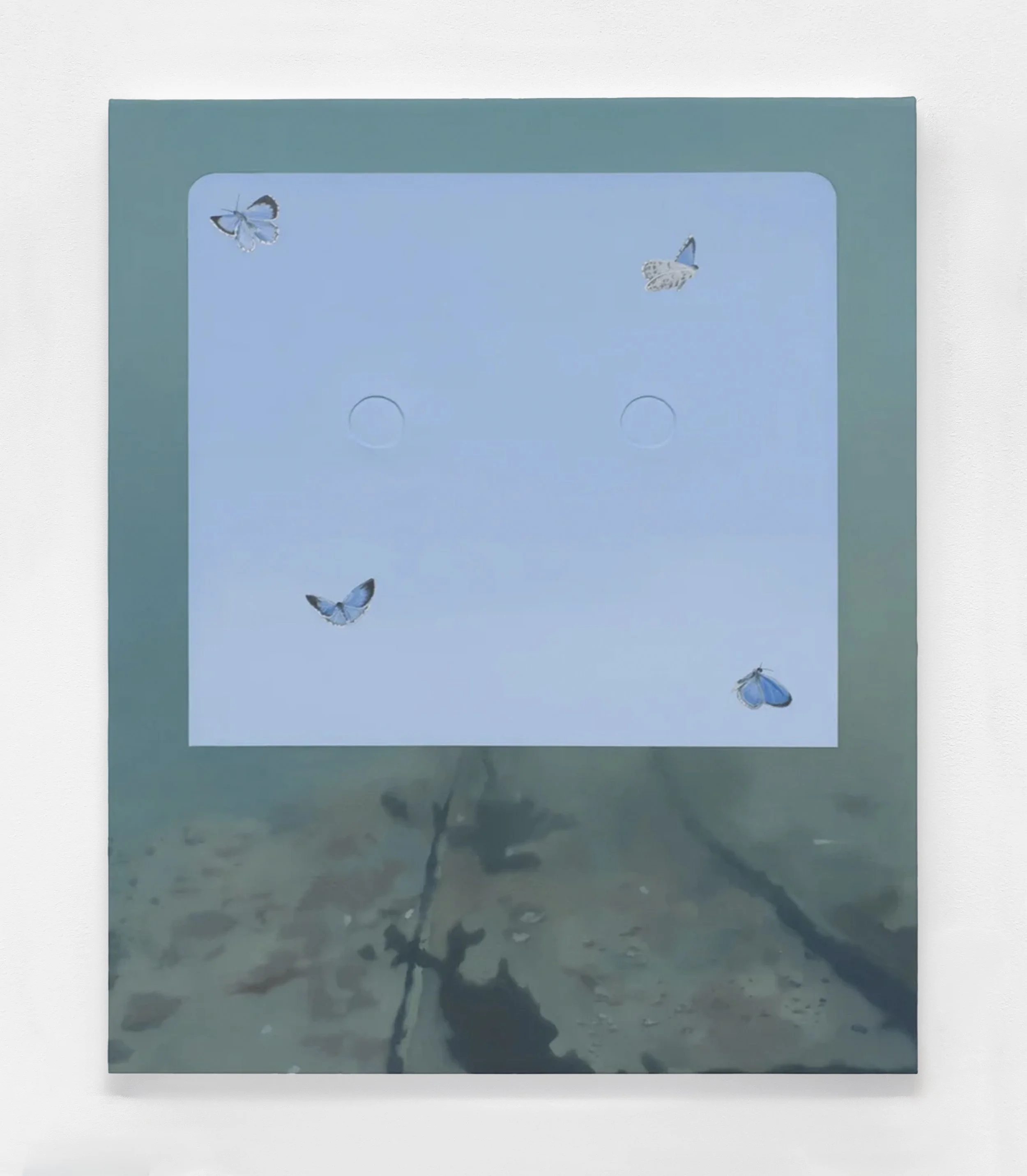 FOUR SPRING AZURES (SKY, UNDERSEA CABLES) | 18 x 14 inches / 45.7 x 35.6 cm, oil and wax on linen over panel, 2024