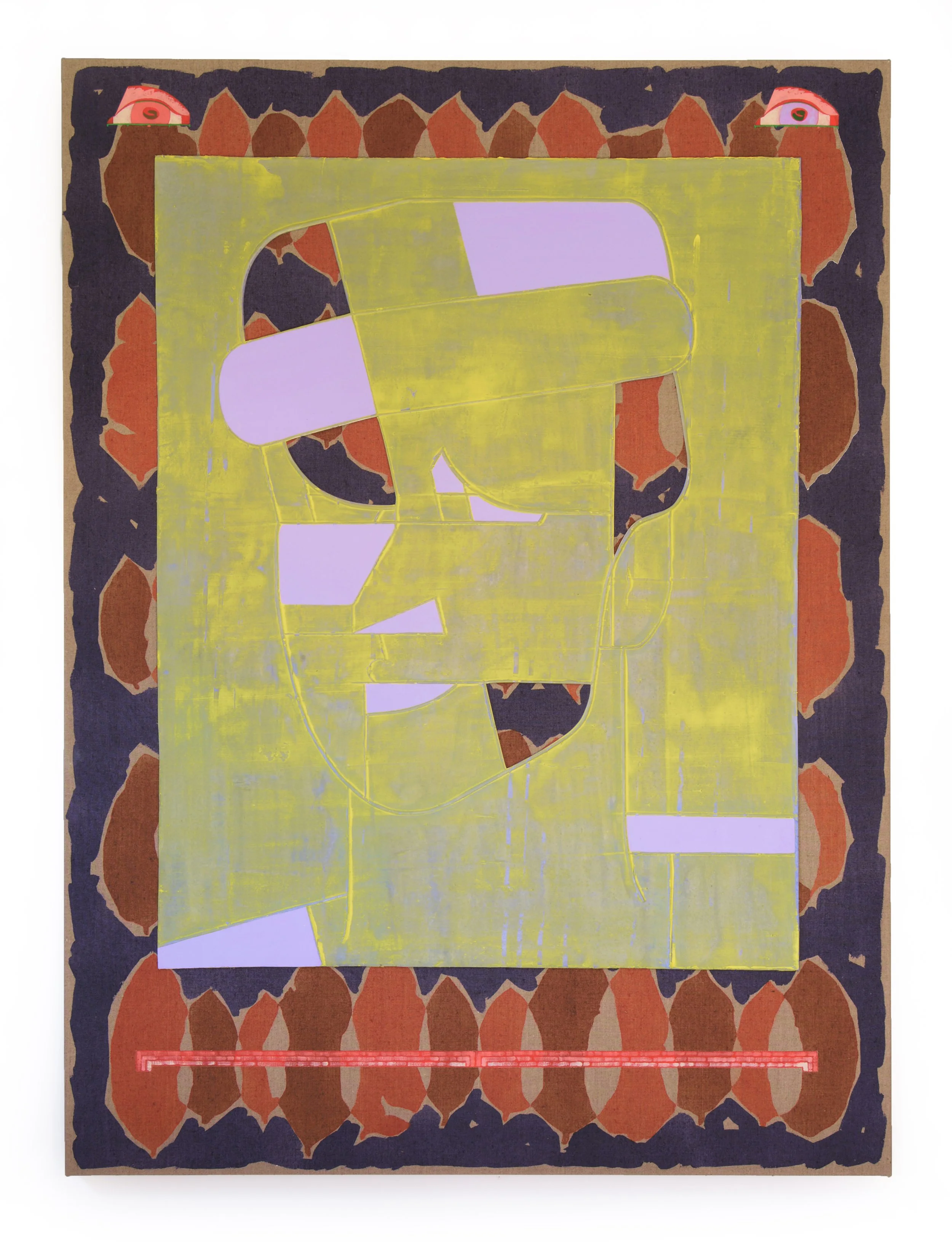 Jacob Feige_ Leaf Person (Milkweed) 54 x 40 inches / 137.6 x 101.6 cm, cast acrylic mounted, acrylic on linen canvas, 2023