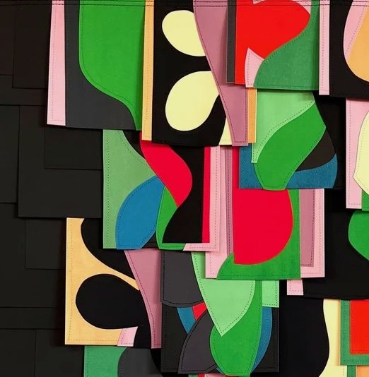 Raymond Saa- The Song (PS202222) | 36 x 30 inches / 91.4 x 76.2 cm, gouache collage on sewn paper, 2022