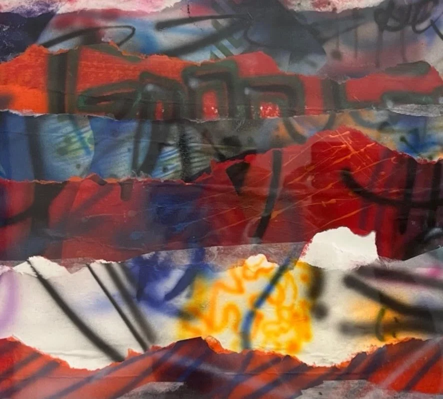 Brandon J. Donahue-Shipp- Scrap Study #4, 29.5 x 37 inches / 75 x 94 cm, airbrush acrylic, collage on paper, 2024