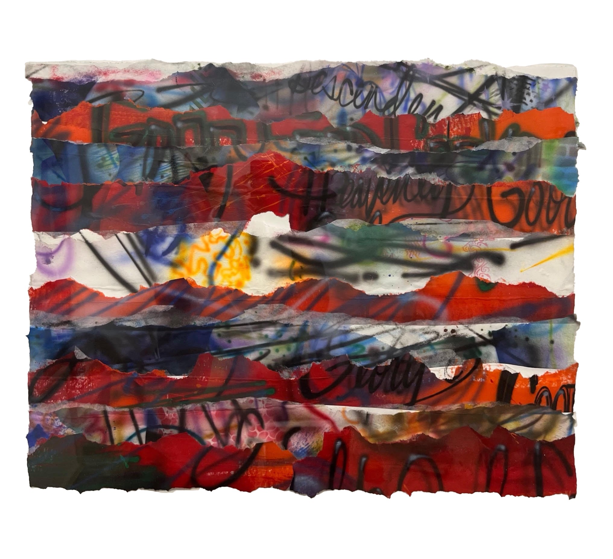 Brandon J. Donahue-Shipp- Scrap Study #4, 29.5 x 37 inches / 75 x 94 cm, airbrush acrylic, collage on paper, 2024