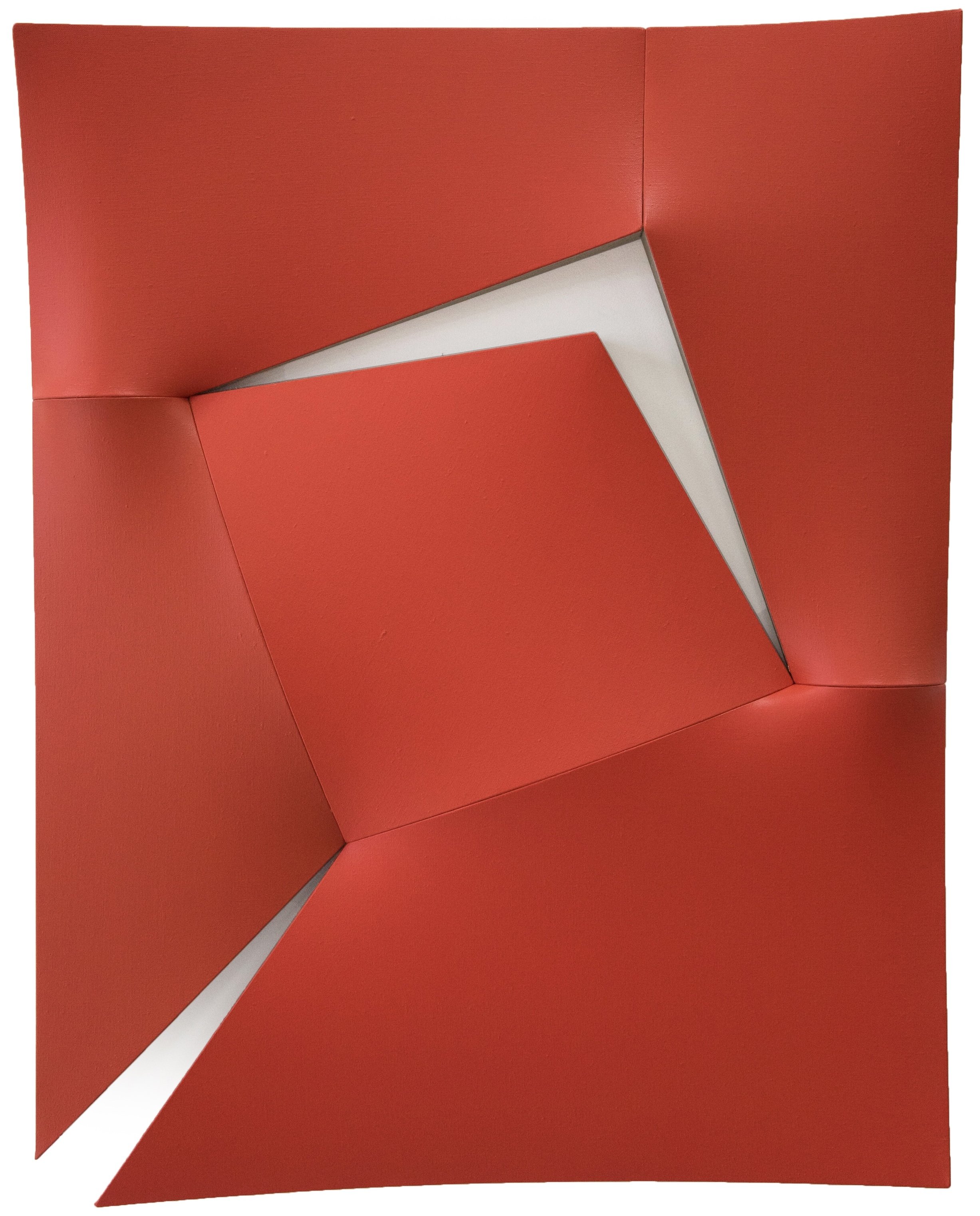 TEAR AND CUT IN REDS | 45.25 x 35.5 x 2.75 inches / 115 x 90 x 7 cm, acrylics on linen, 2021