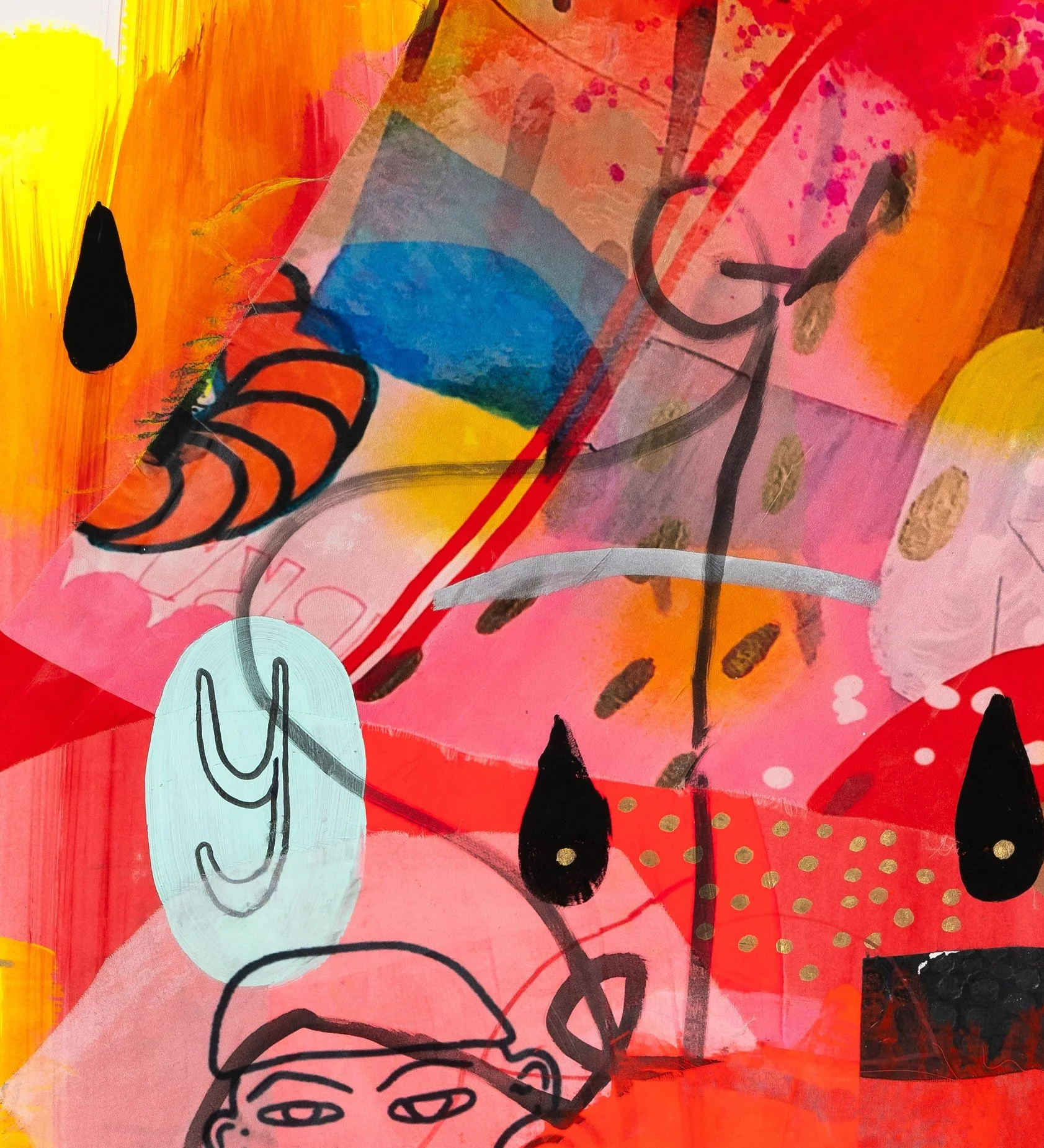 jackie milad- WHAT HAPPENS ON EARTH STAYS ON EARTH | 30 x 22 inches / 38.6 x 58.2 cm, mixed-media on paper collage, 2023