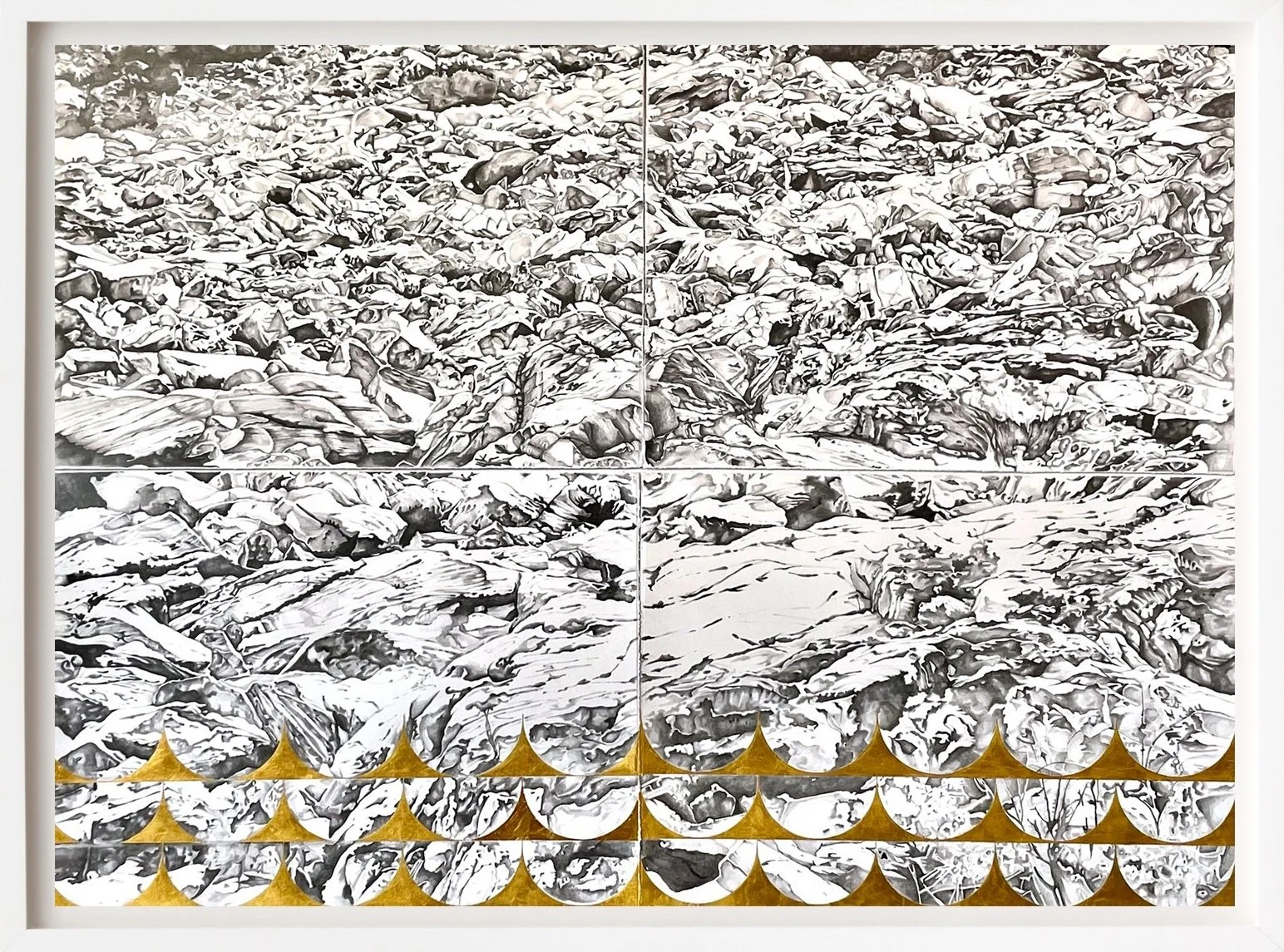 SHIFT | 45 x 60 inches / 114.3 x 152.4 cm, graphite and gold leaf on paper, 2022