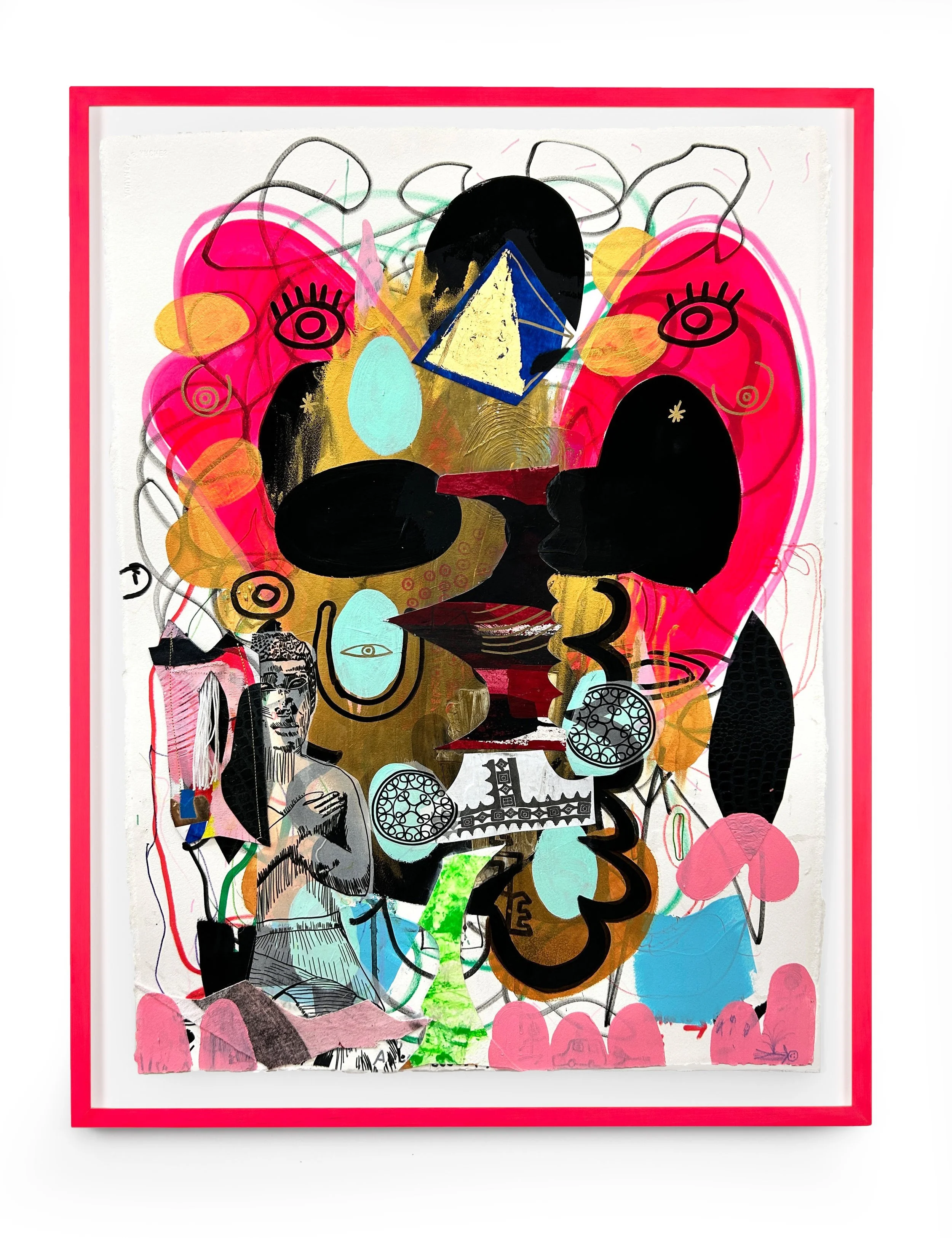 HELD TOGETHER | 30 x 23 inches / 76.2 x 58.4 cm, mixed-media on 300lb Arches paper collage painting, 2023