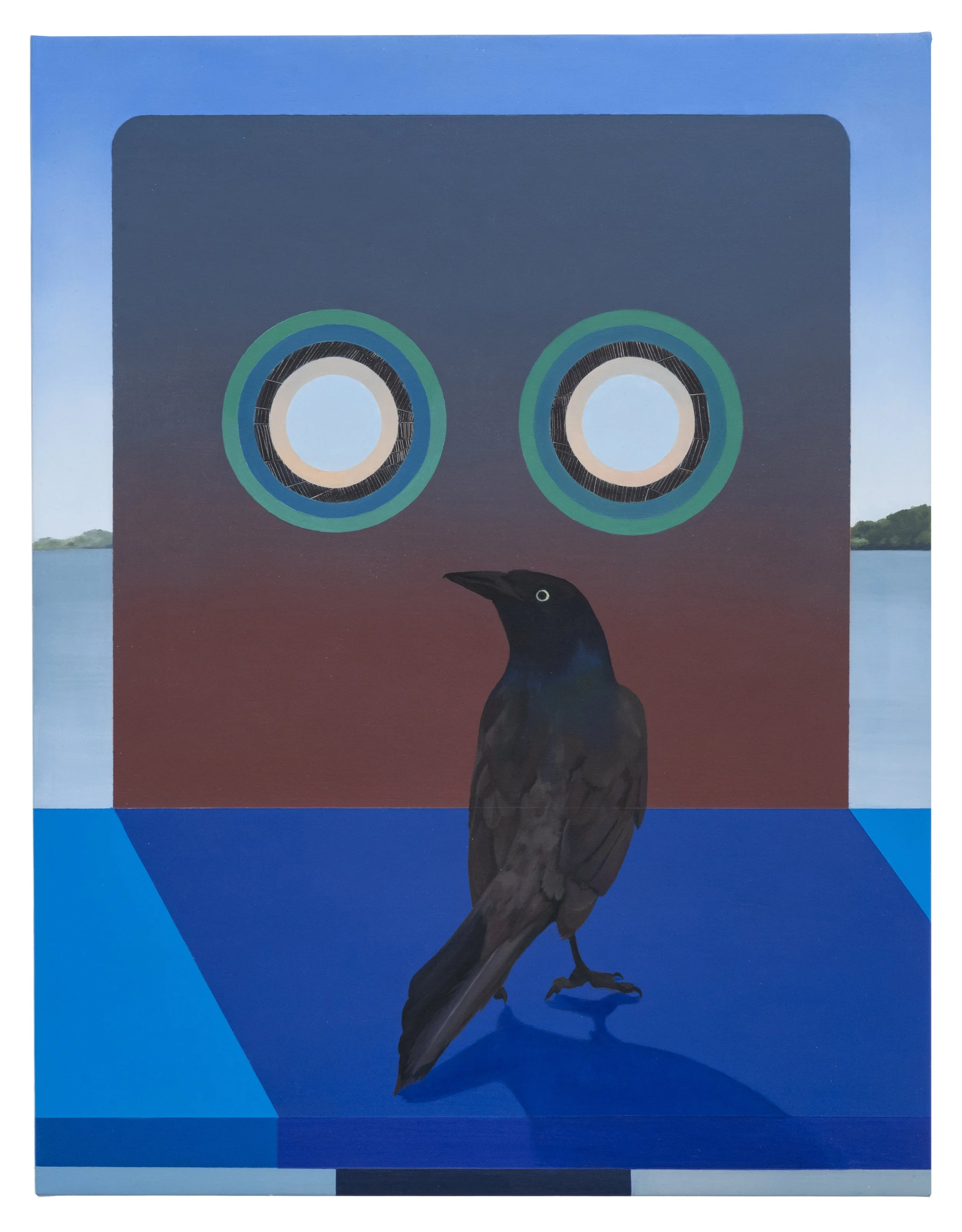 GRACKLE (RIVER VIEW) | 18 x 14 inches / 45.7 x 35.6 cm, oil and wax on linen, 2024