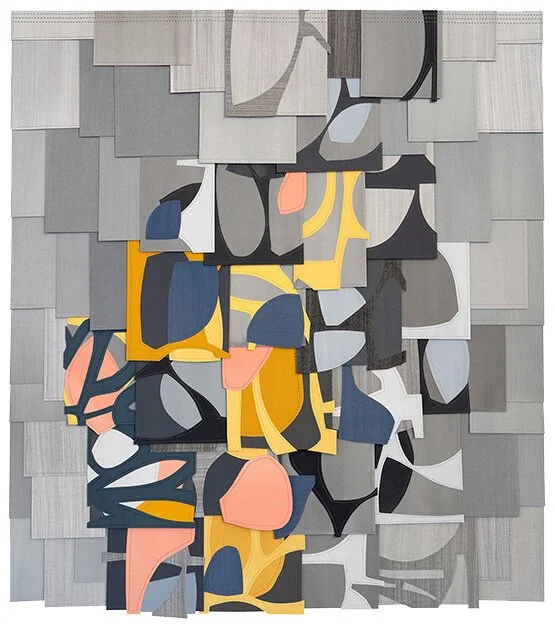UNTITLED (PS201916) | 32 1/2 × 28 1/2 in / 82.6 × 72.4 cm, gouache collage on sewn paper, 2019