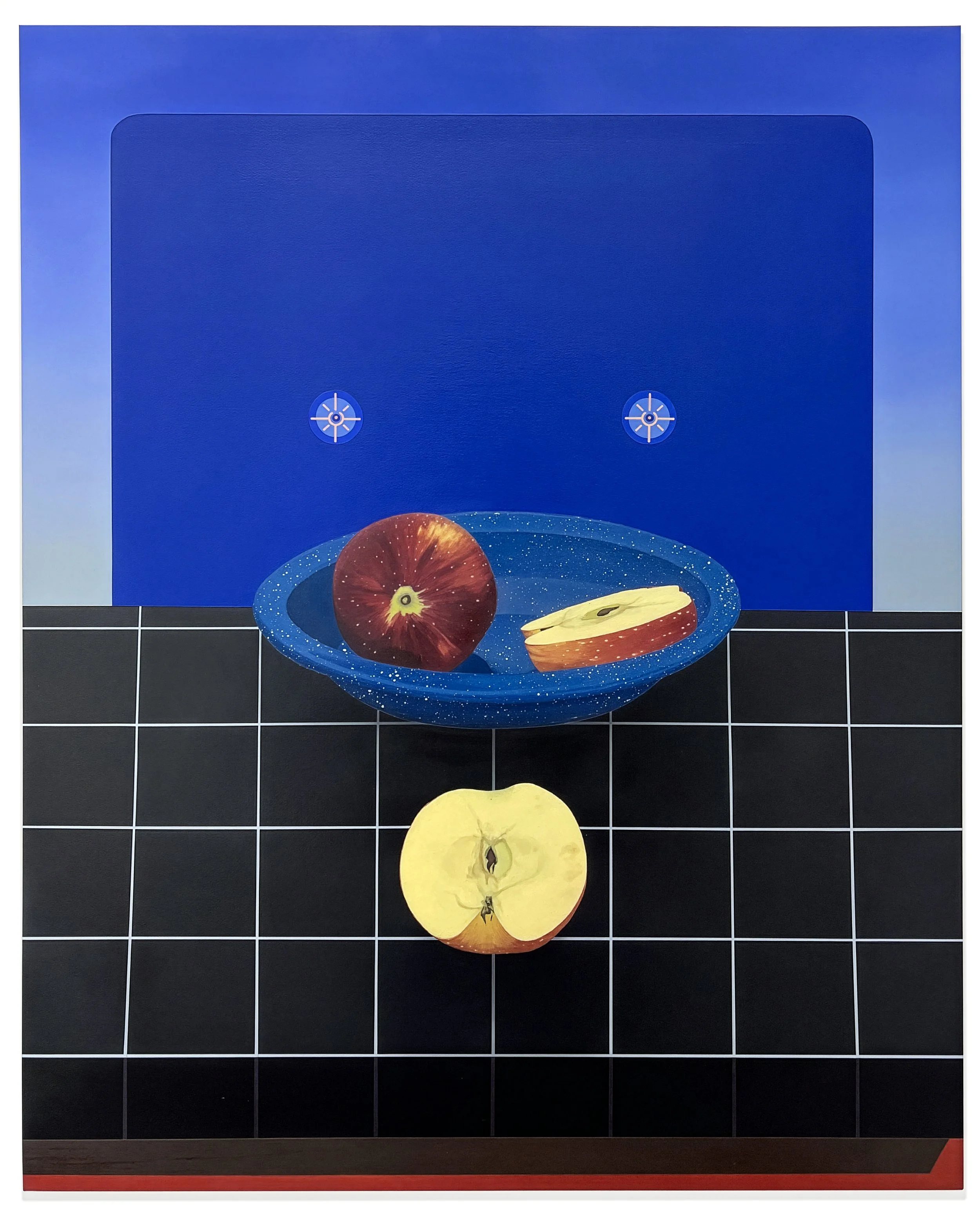Sarah Pater - TWO APPLES (TWIN TARGETS) | 20 x 16 inches / 51 x 41 cm, oil and wax on linen over panel, 2025