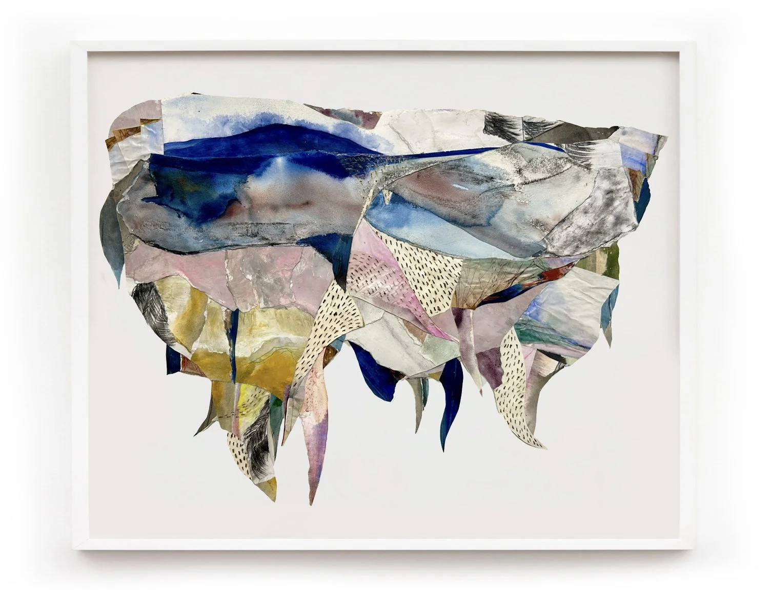 STORM (HOW TO IMAGINE THE TROPICALIA AS MONUMENTAL—AS IN A LANDS THAT DRIPS INTO MEMORY) | 19 x 26 inches / 48.3 x 66 cm, charcoal, ink, watercolor, acrylic with cuts and burns on paper mounted on
muslin, 2025