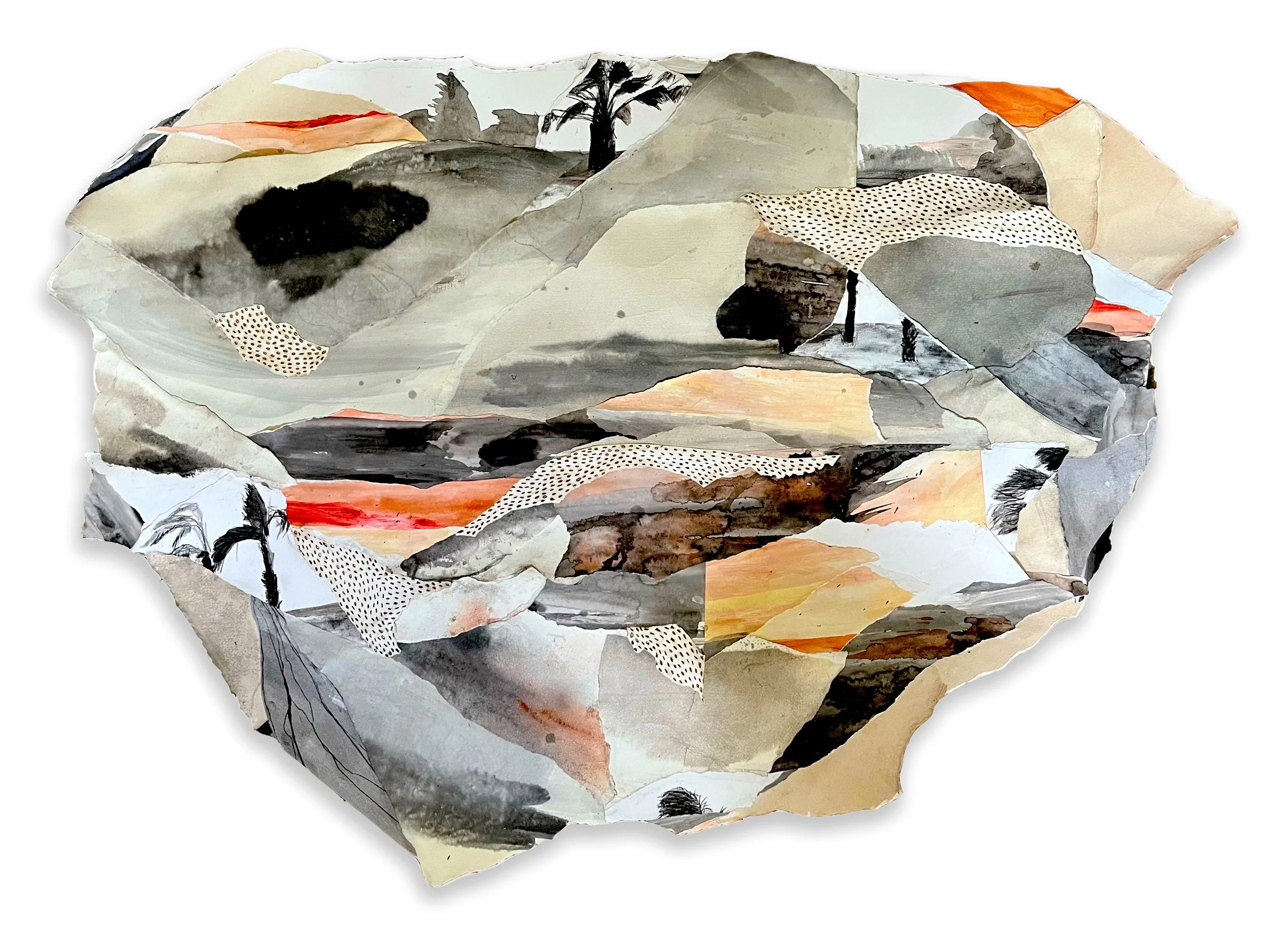 LA VAUGHN BELLE | STORM (HOW TO IMAGINE THE TROPICALIA AS MONUMENTAL-AS IN INFINITE), 34 x 48 inches / 86.4 x 121.9 cm, charcoal, ink and acrylic with cuts and burn on paper mounted on 100% cotton, 2022