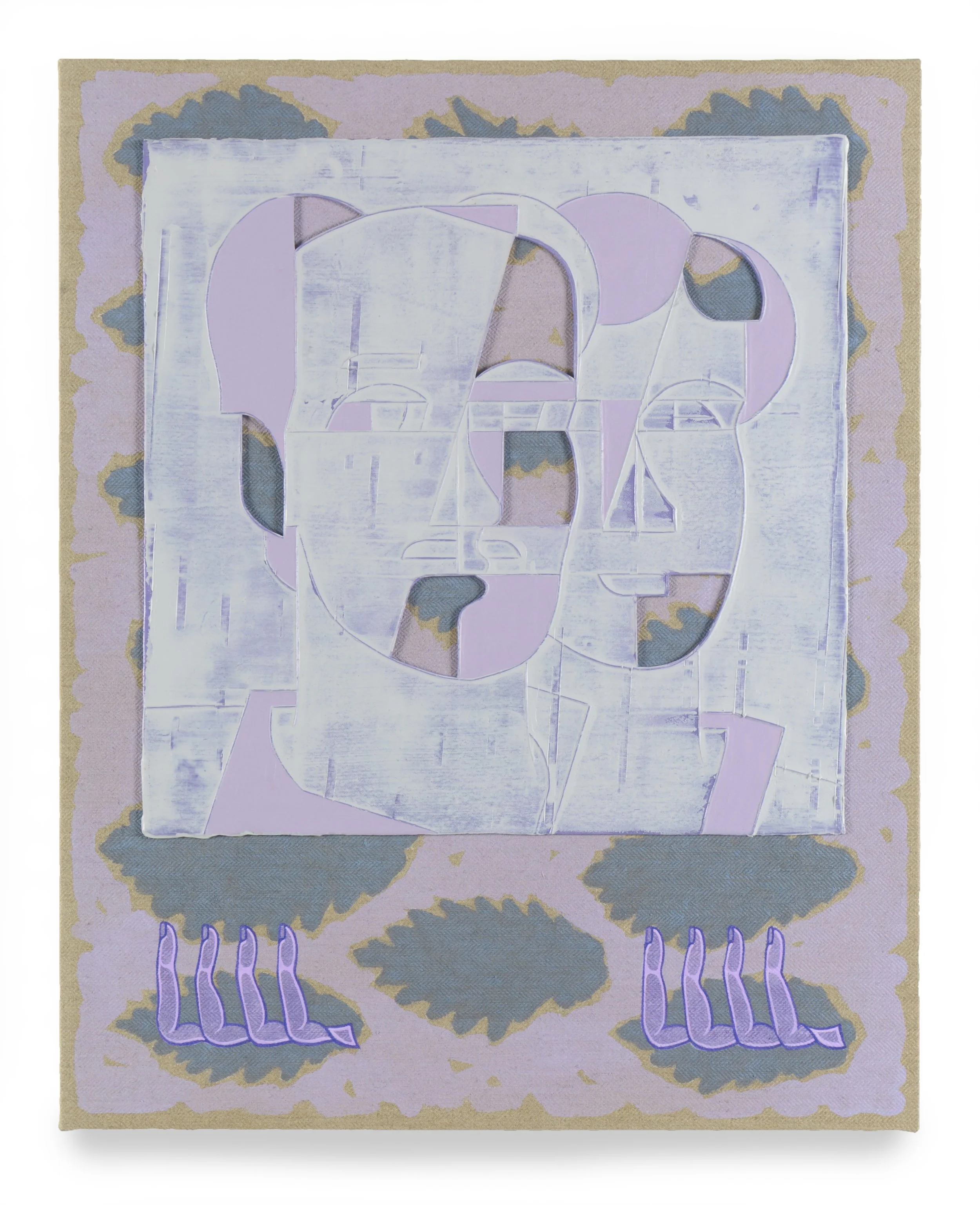 Jacob Feige Violet Lovers (Chestnut Oak) 30 x 24 inches / 76.2 x 61 cm, cast acrylic mounted, acrylic on linen canvas, 2024